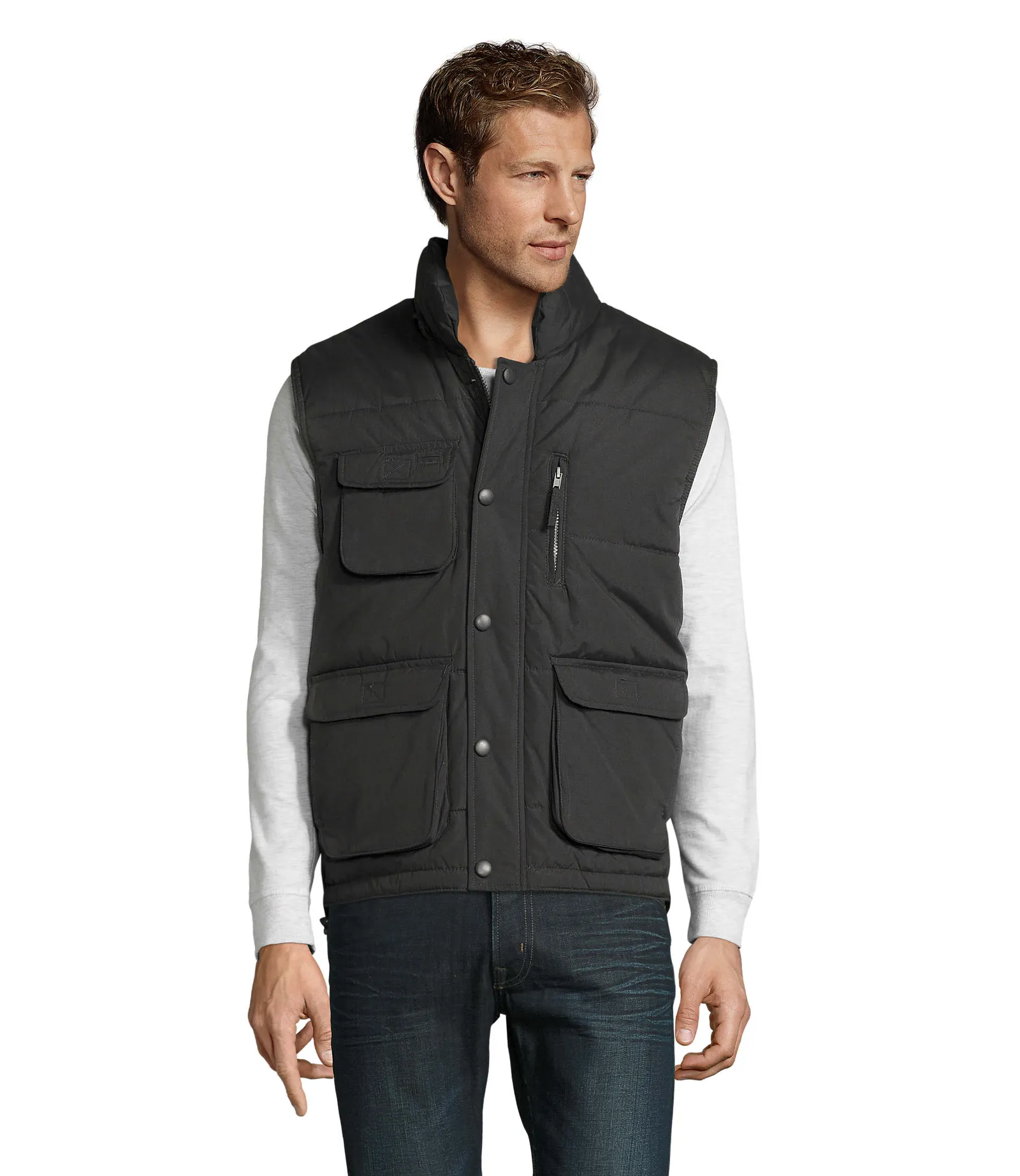 Gilet SOL'S Viper, Charcoal grey, su modello, fronte