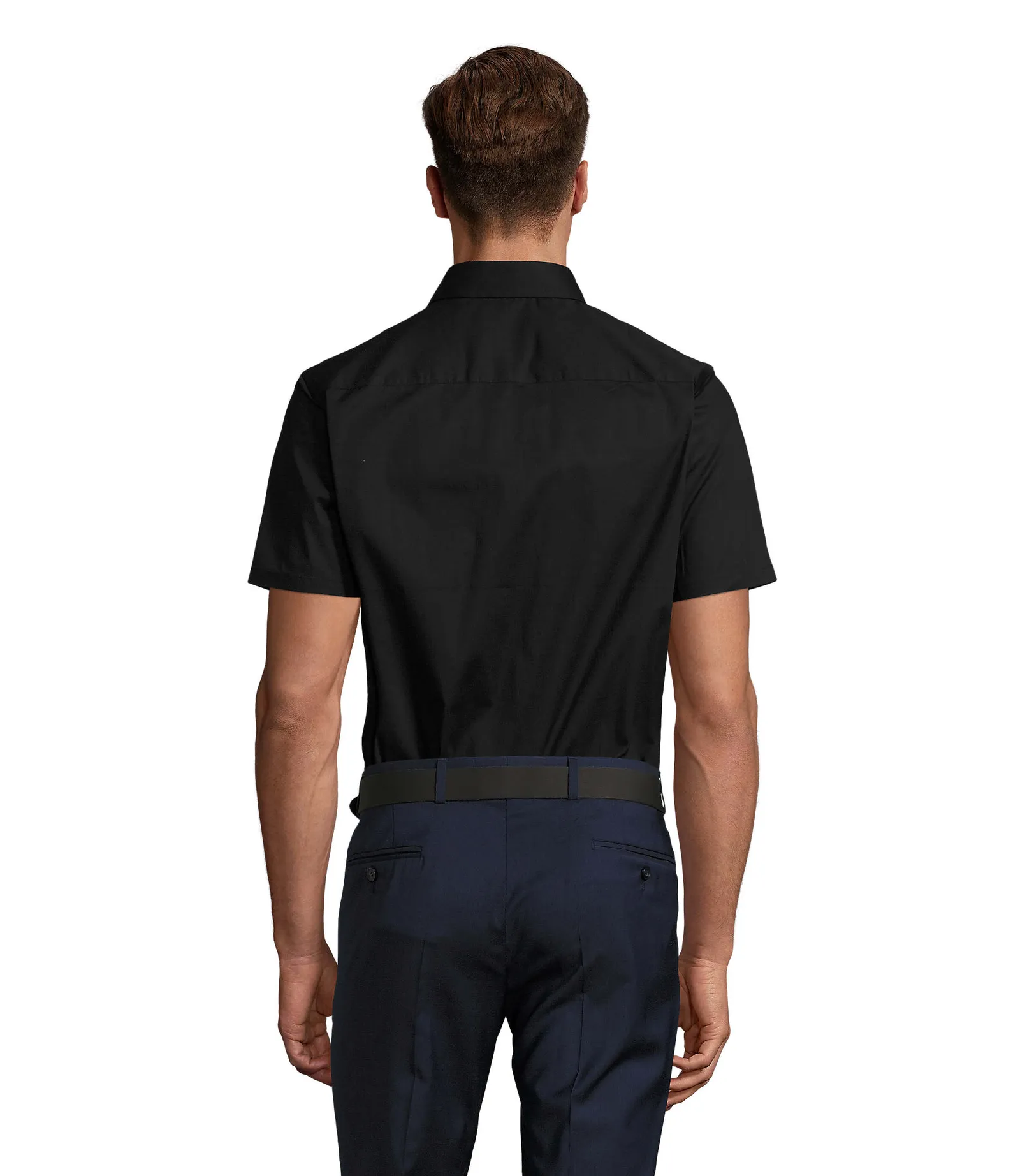 Camicia manica corta SOL'S Broadway, Black, su modello, retro