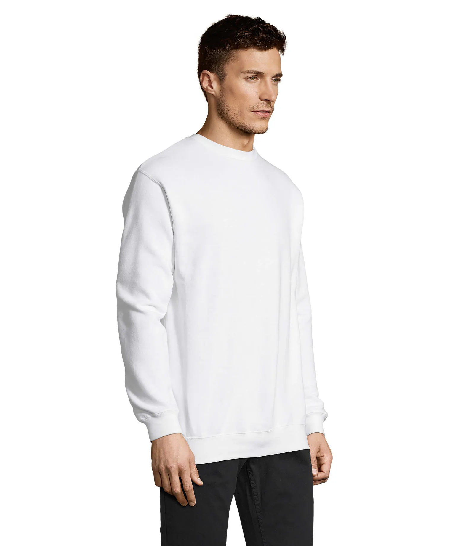 Felpa girocollo SOL'S Supreme, White, su modello, lato