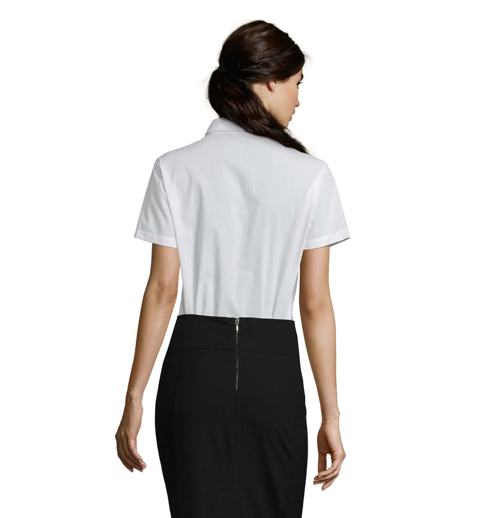 Camicia manica corta SOL'S Escape, White, su modello, retro