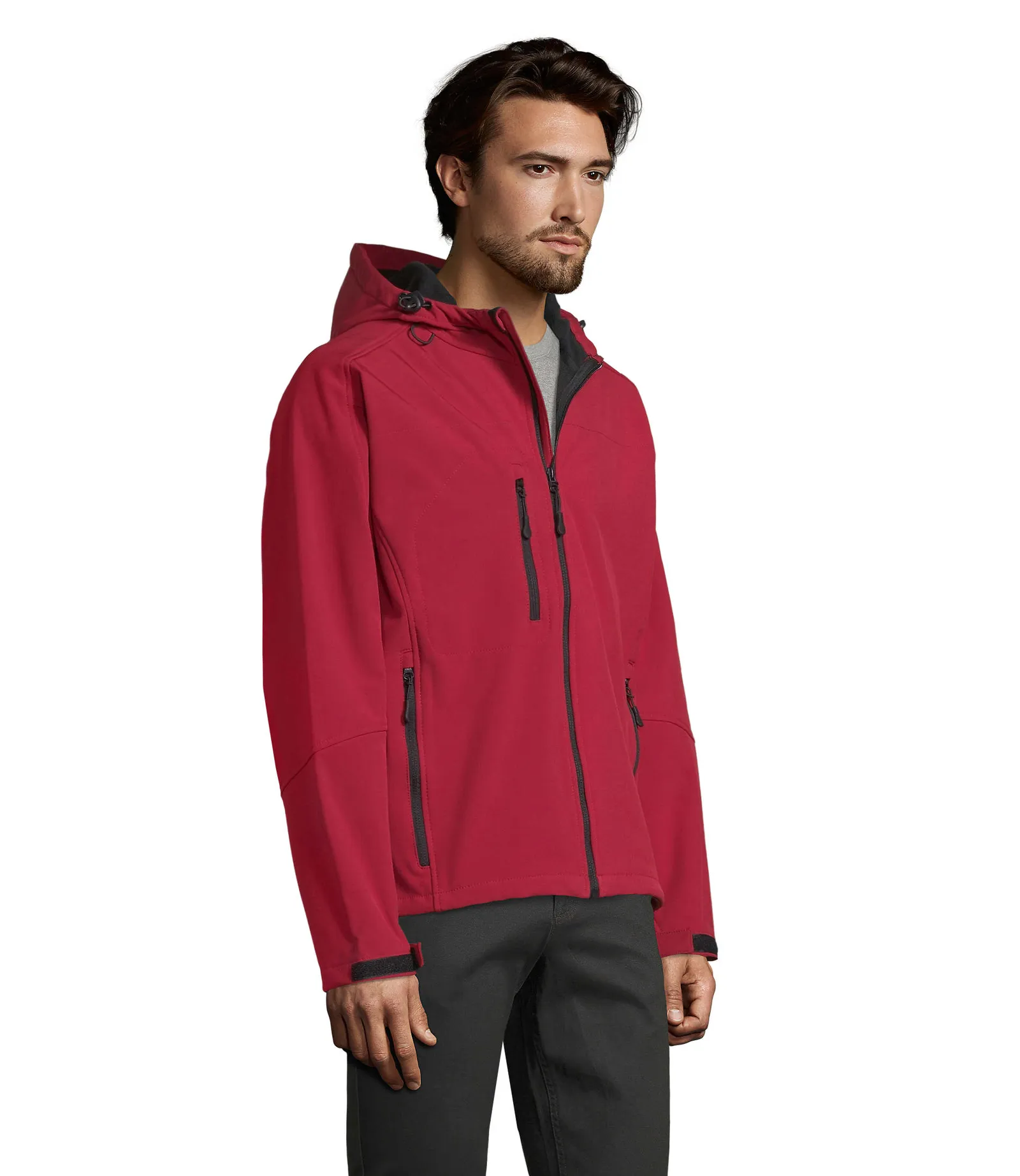 Softshell SOL'S Replay Men, Pepper red, su modello, lato