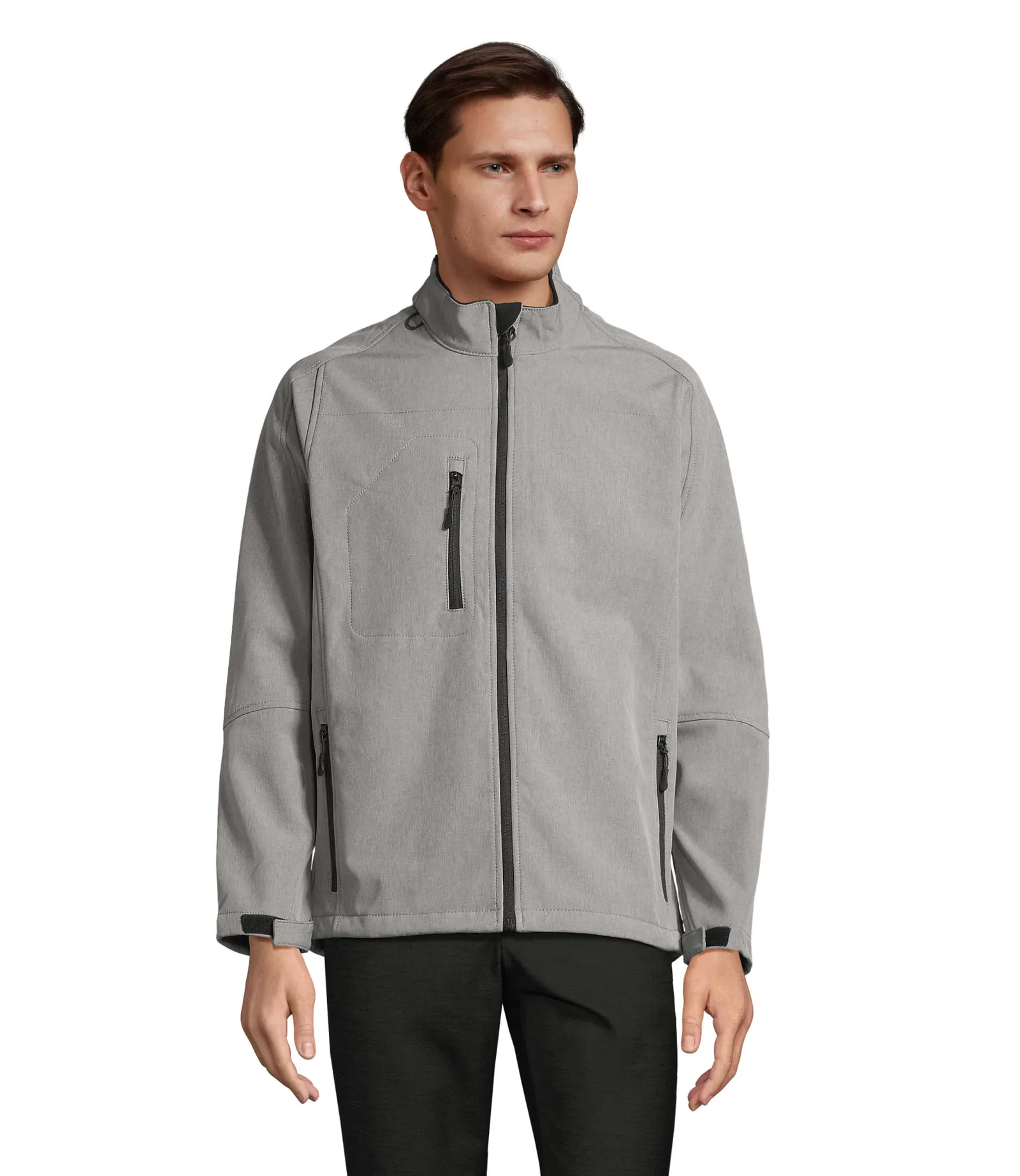 Softshell SOL'S Relax, Grey melange, su modello, fronte