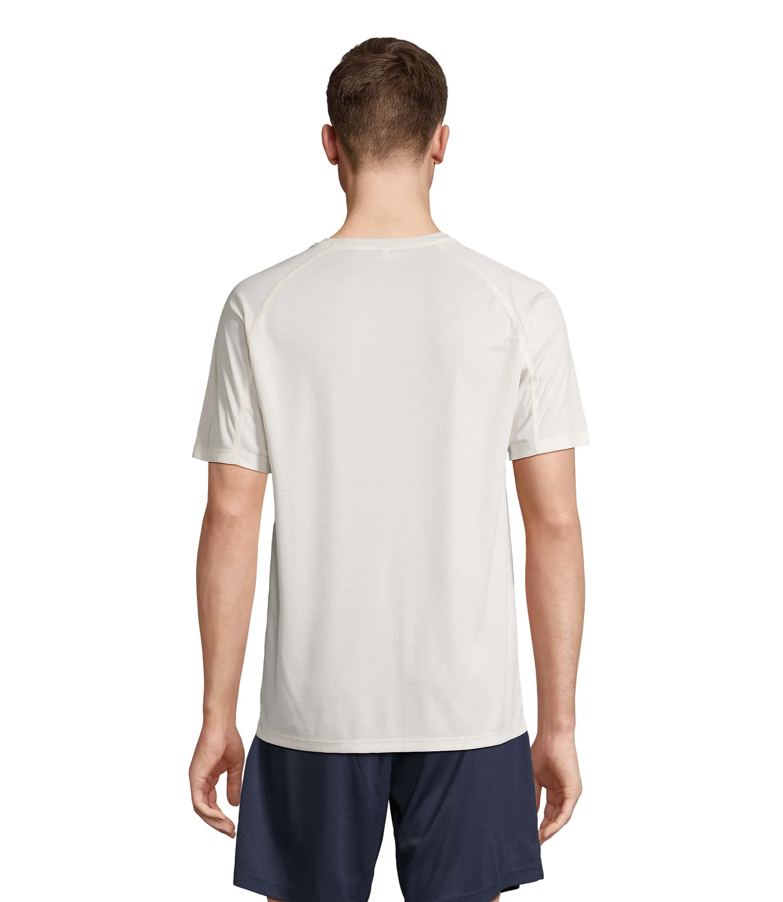 T-shirt tecnica SOL'S Vortex, Creamy white, su modello, retro