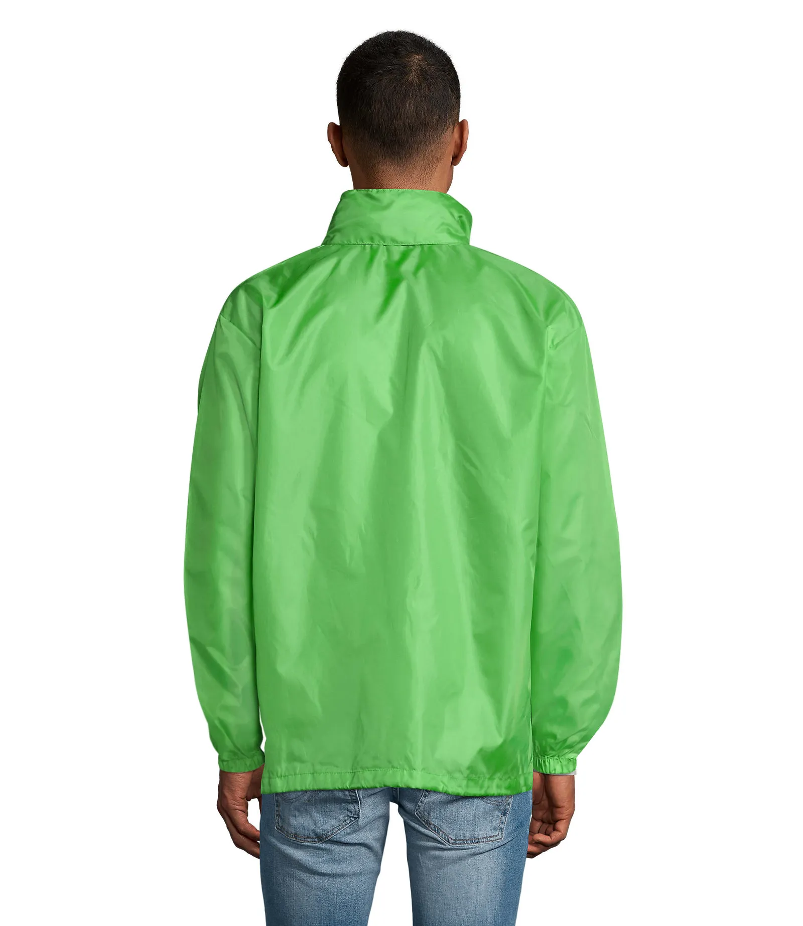 Giacca antivento SOL'S Shift, Lime, su modello, retro