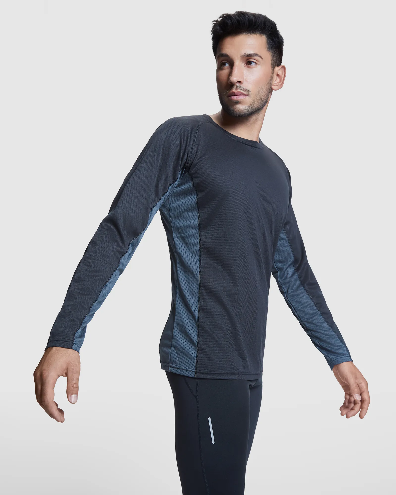 T-shirt tecnica Roly Shanghai L/S, Nero/Piombo Scuro, foto 2
