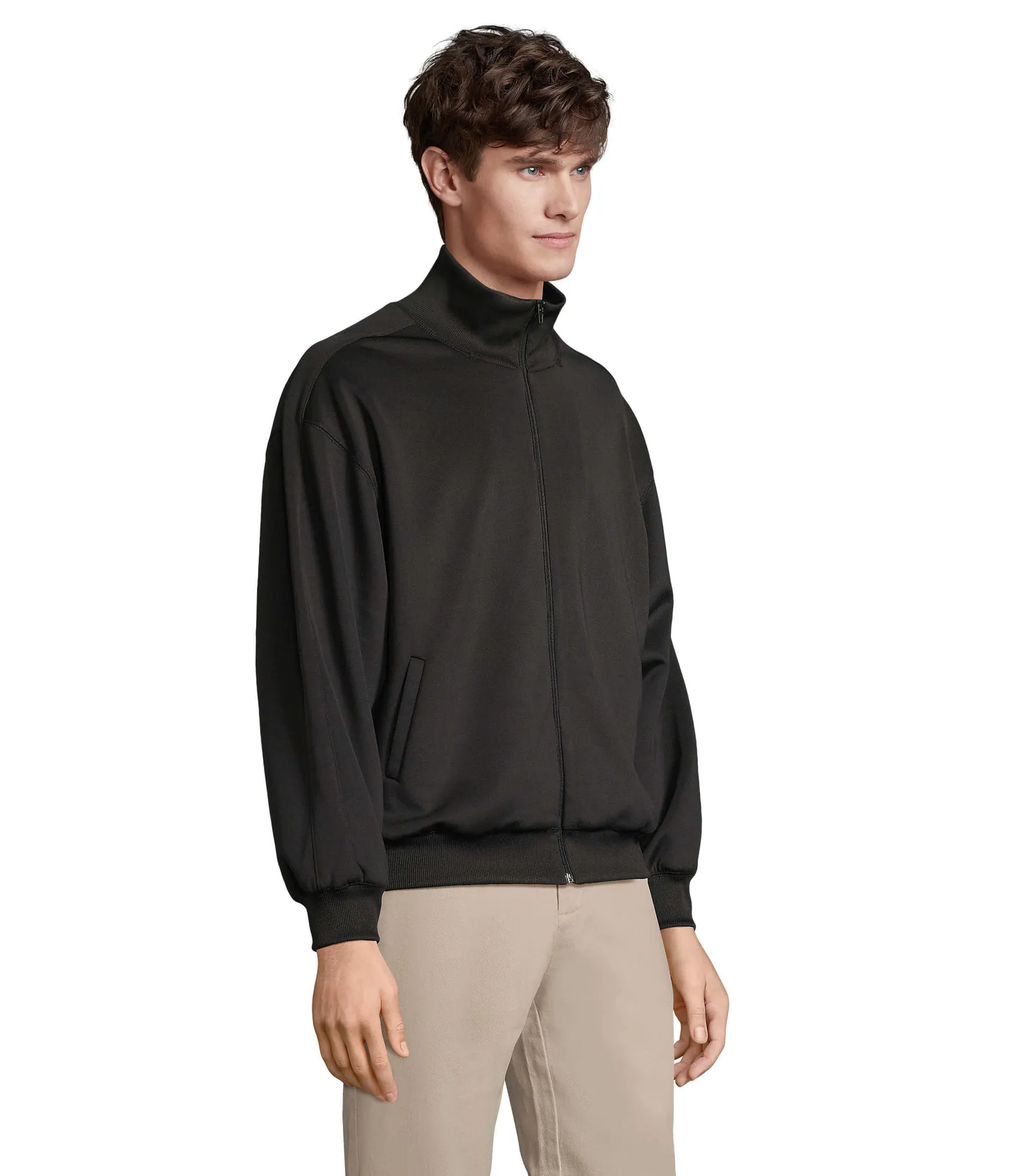 Felpa con zip SOL'S Junior, Black, su modello, lato