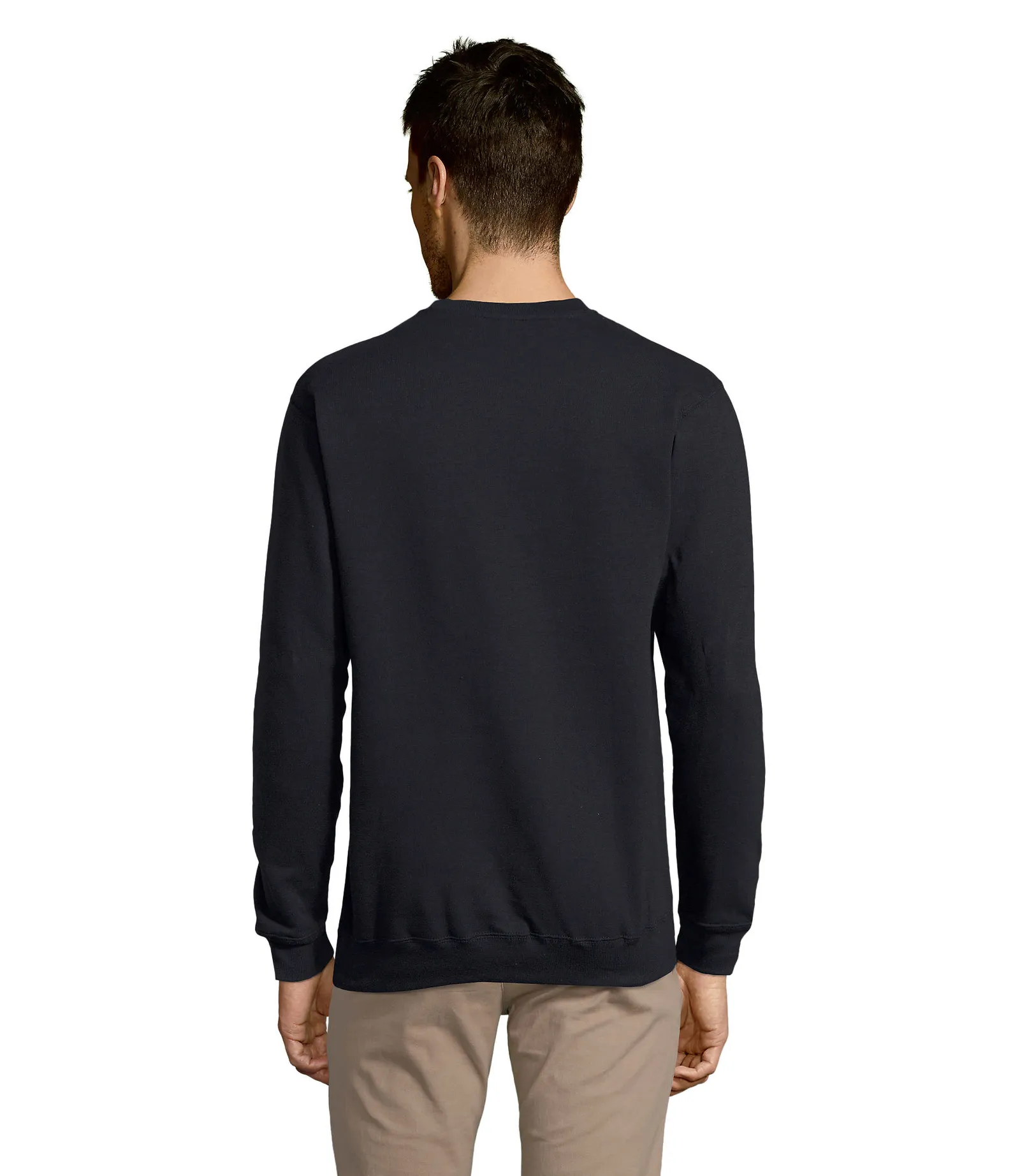 Felpa girocollo SOL'S Supreme, Navy, su modello, retro