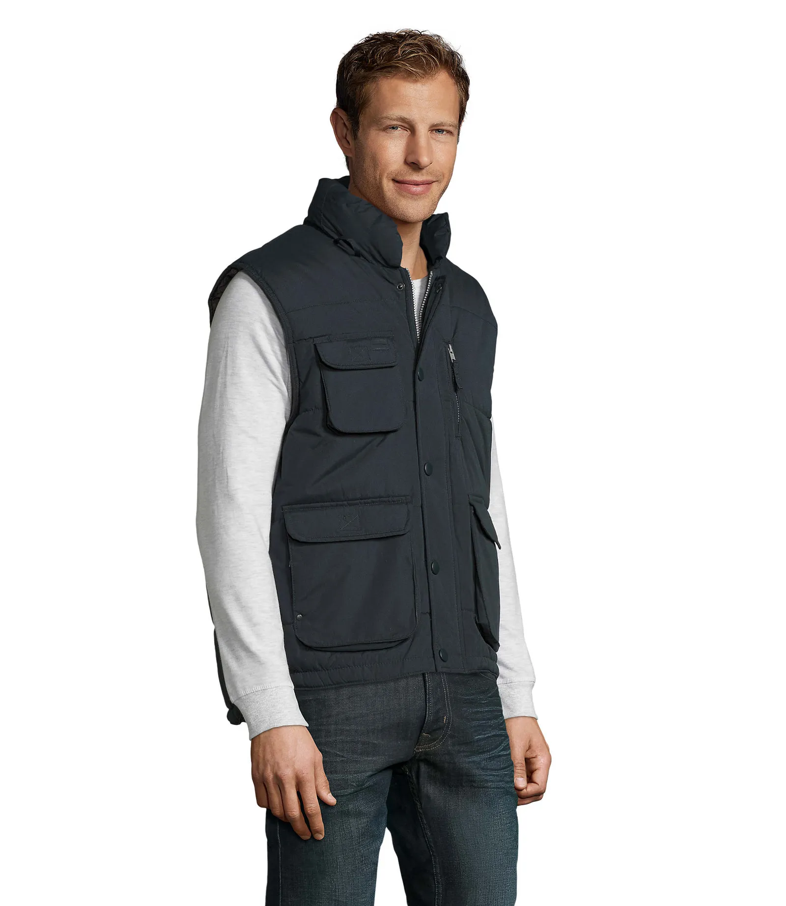 Gilet SOL'S Viper, Navy, su modello, lato