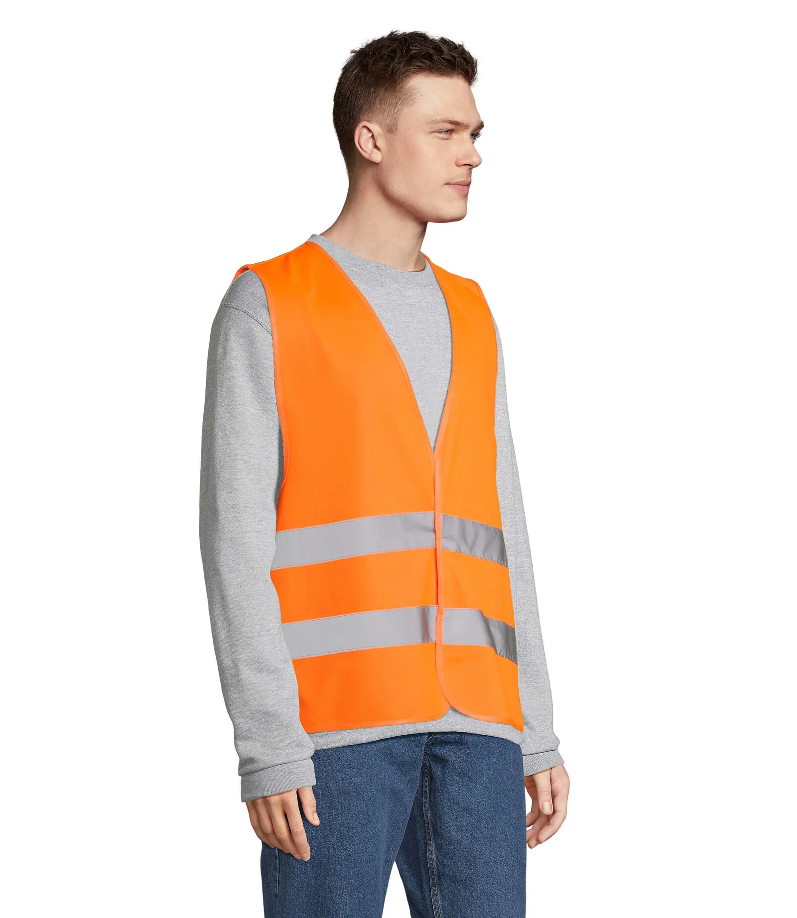 Safety Pro Arancio fluo indossata lato