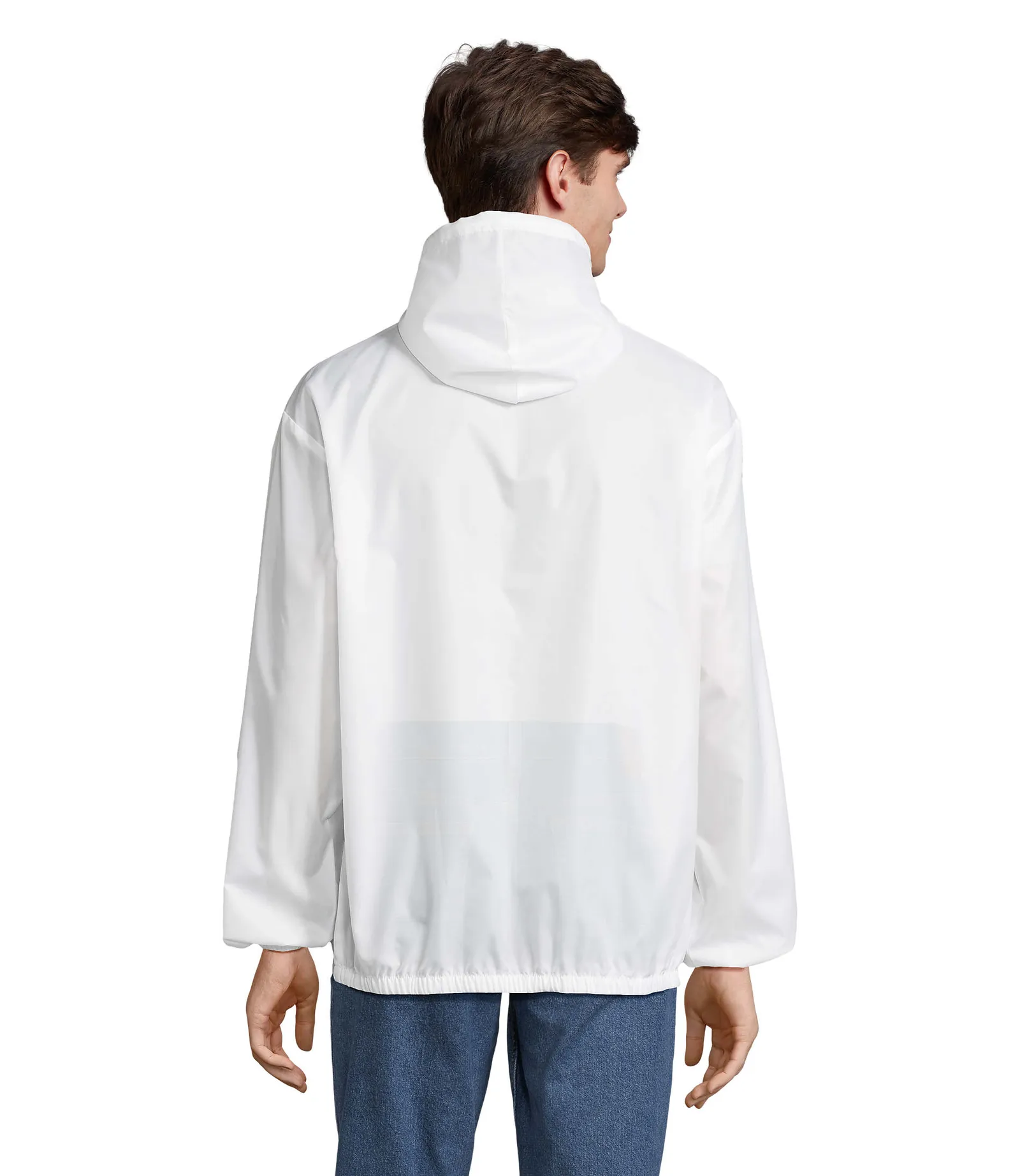 Giacca antivento SOL'S Shield, White, su modello, retro