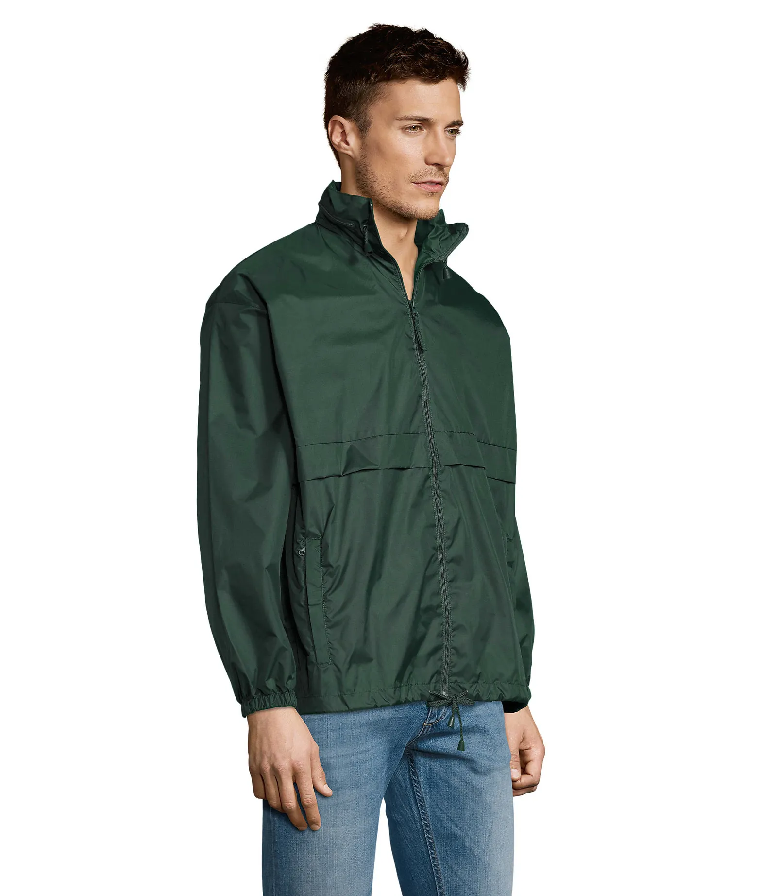 Giacca antivento SOL'S Surf, Forest green, su modello, lato