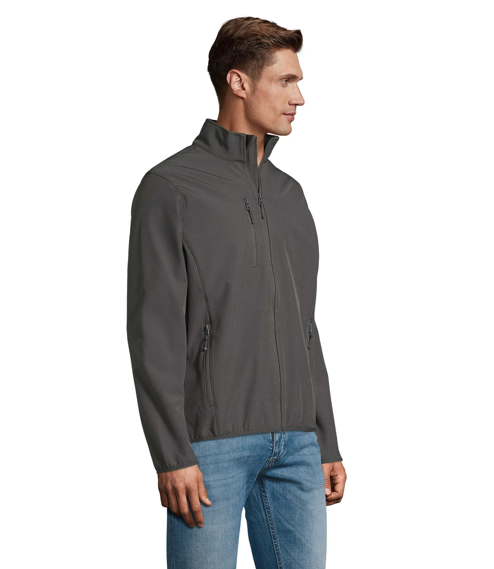 Softshell SOL'S Radian Men, Charcoal grey, su modello, lato