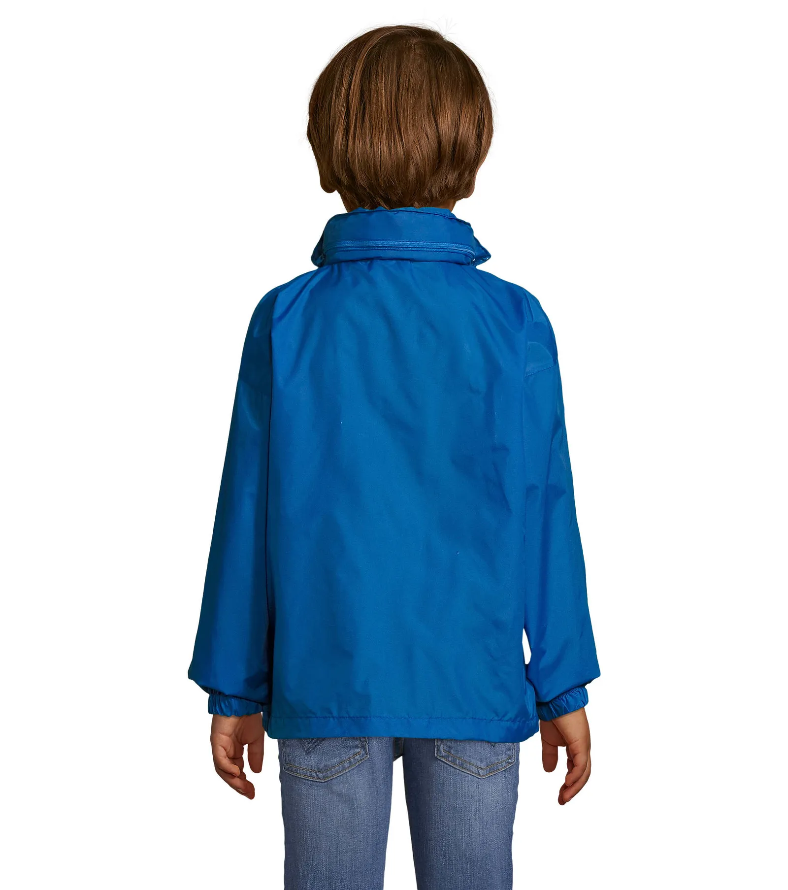 Giacca antivento SOL'S Surf Kids, Royal blue, su modello, retro