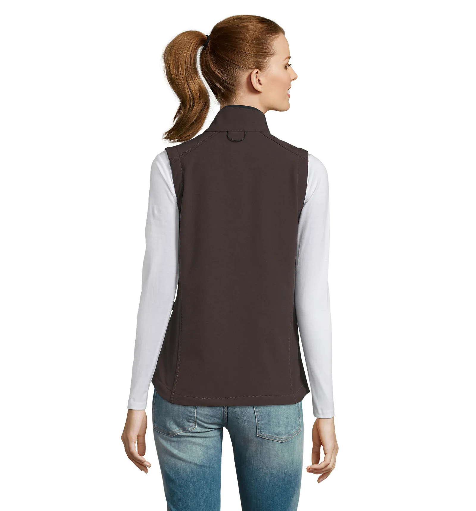 Gilet SOL'S Rallye Women, Dark chocolate, su modello, retro