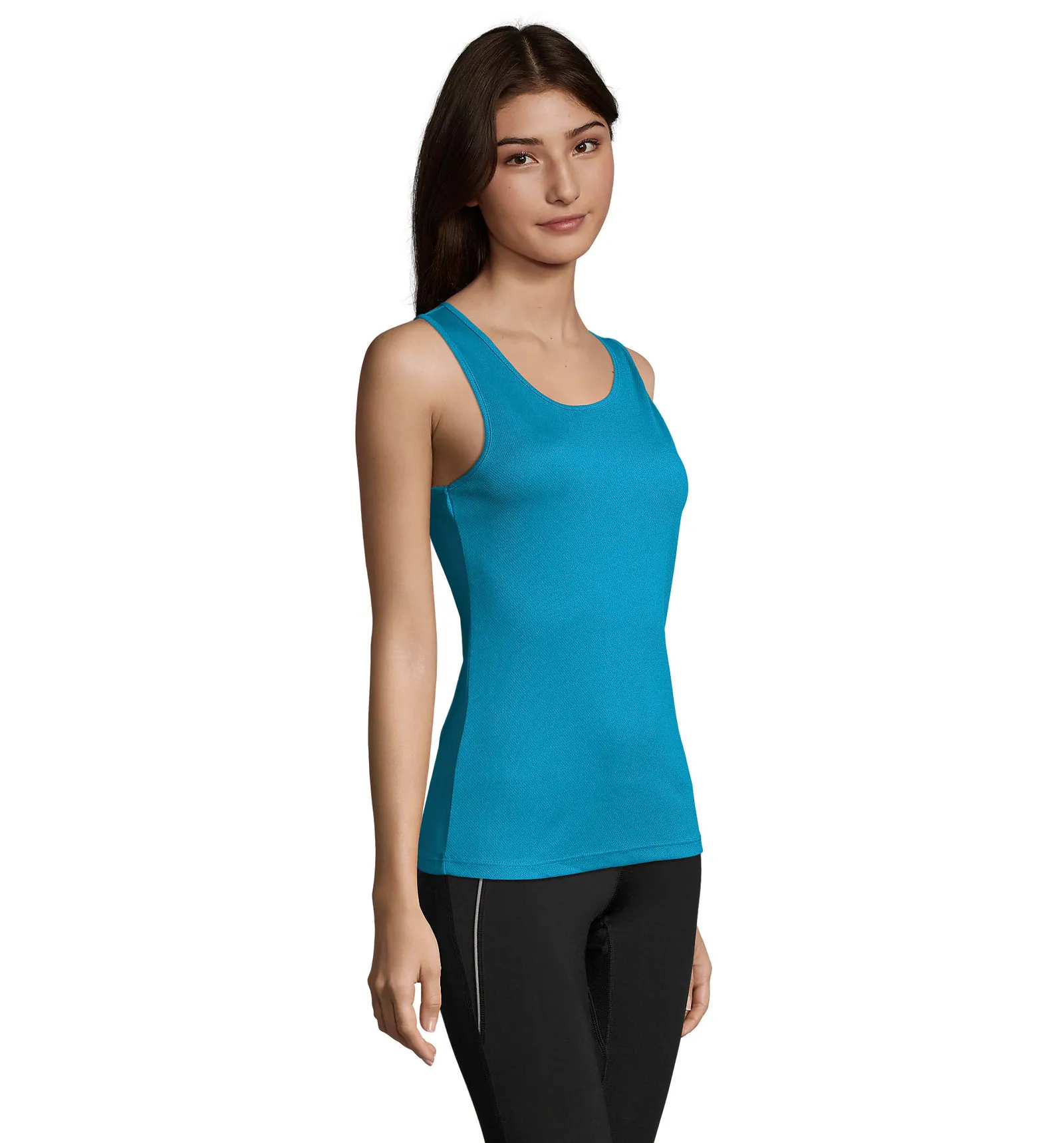 Canotta SOL'S Sporty TT Women, Aqua, su modello, lato