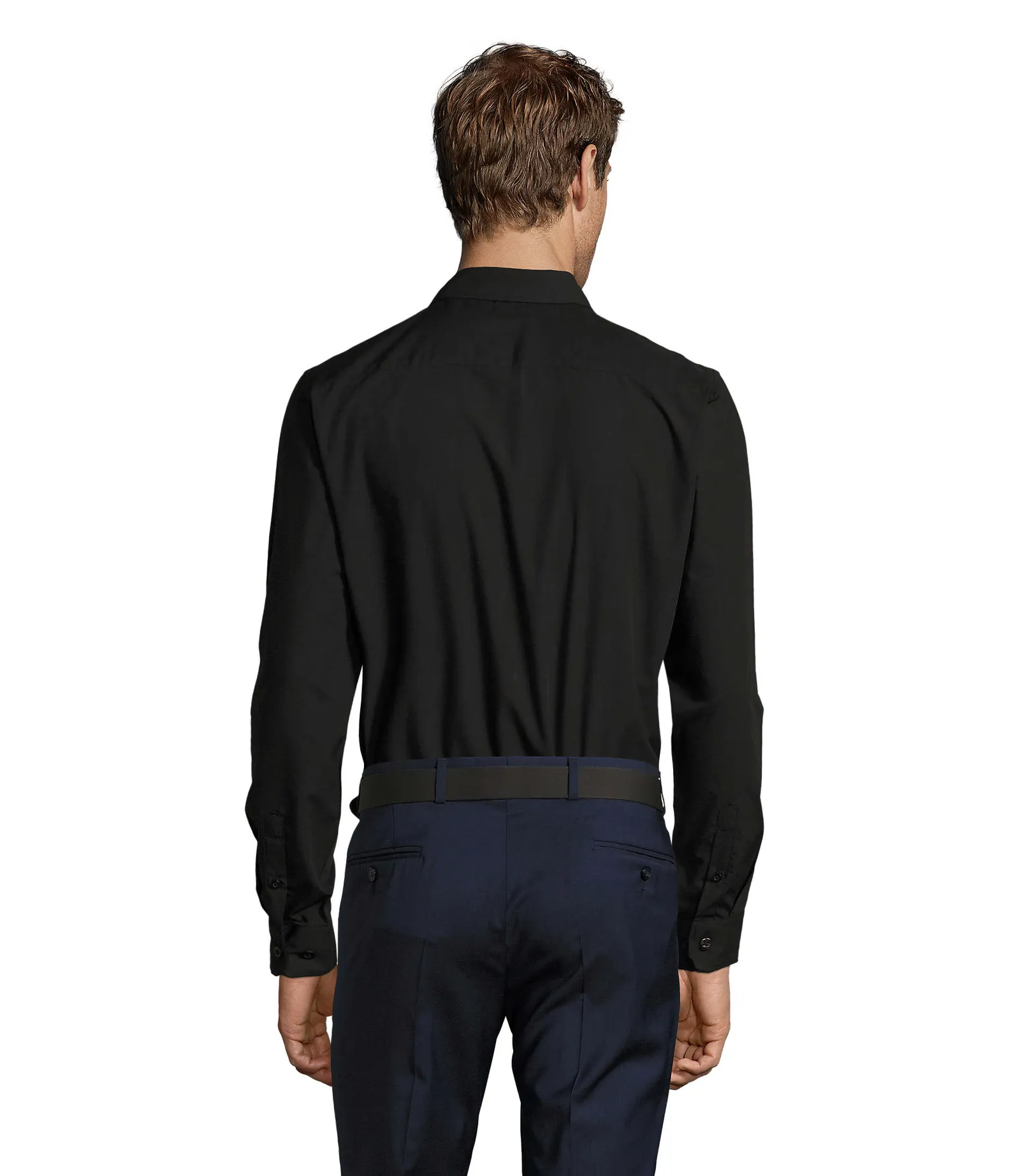 Camicia manica lunga SOL'S Baltimore Fit, Black, su modello, retro