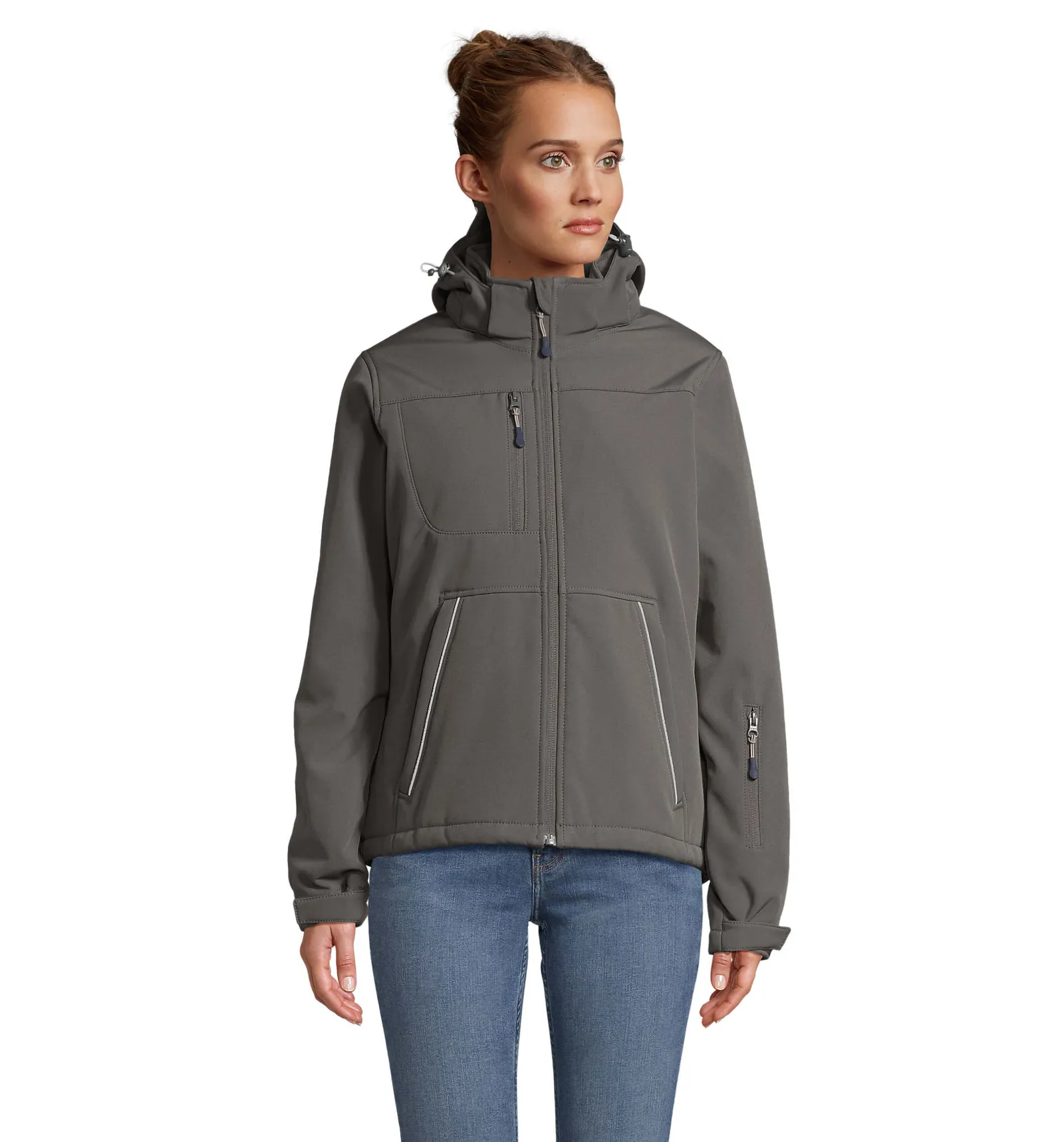 Softshell SOL'S Rock Women, Charcoal grey, su modello, fronte