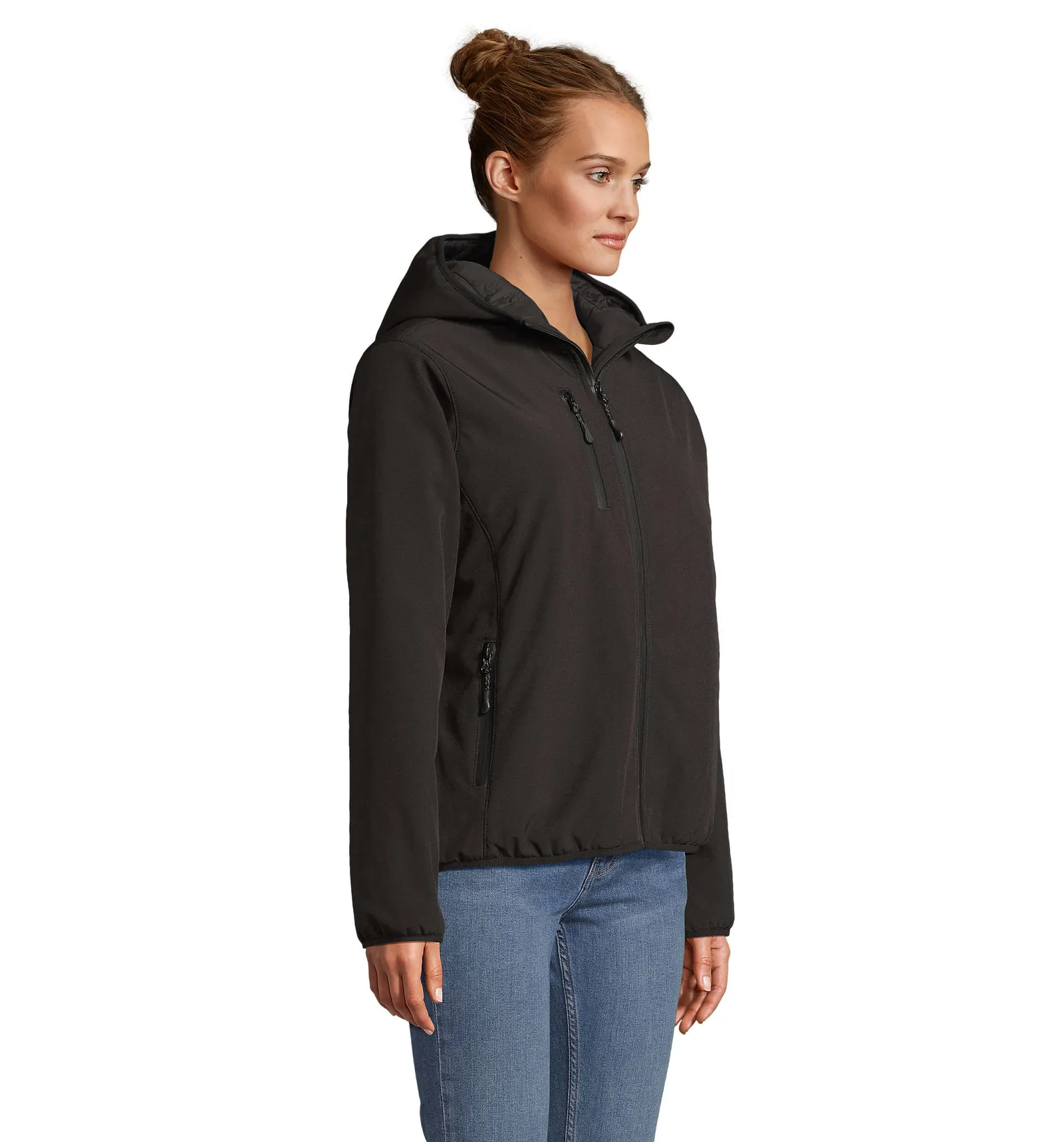 Softshell SOL'S Falcon Padded Women, Black, su modello, lato