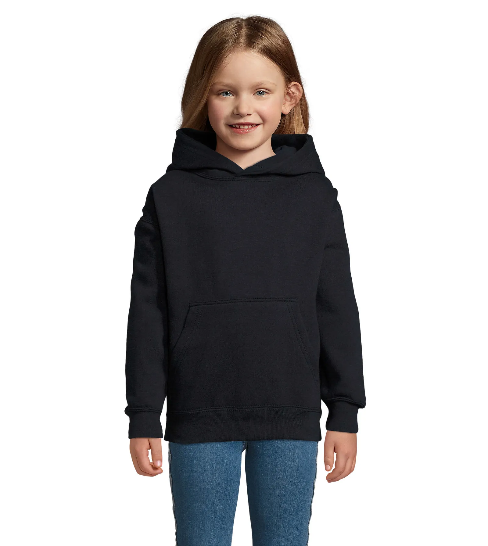 Felpa con cappuccio SOL'S Slam Kids, Navy, su modello, fronte