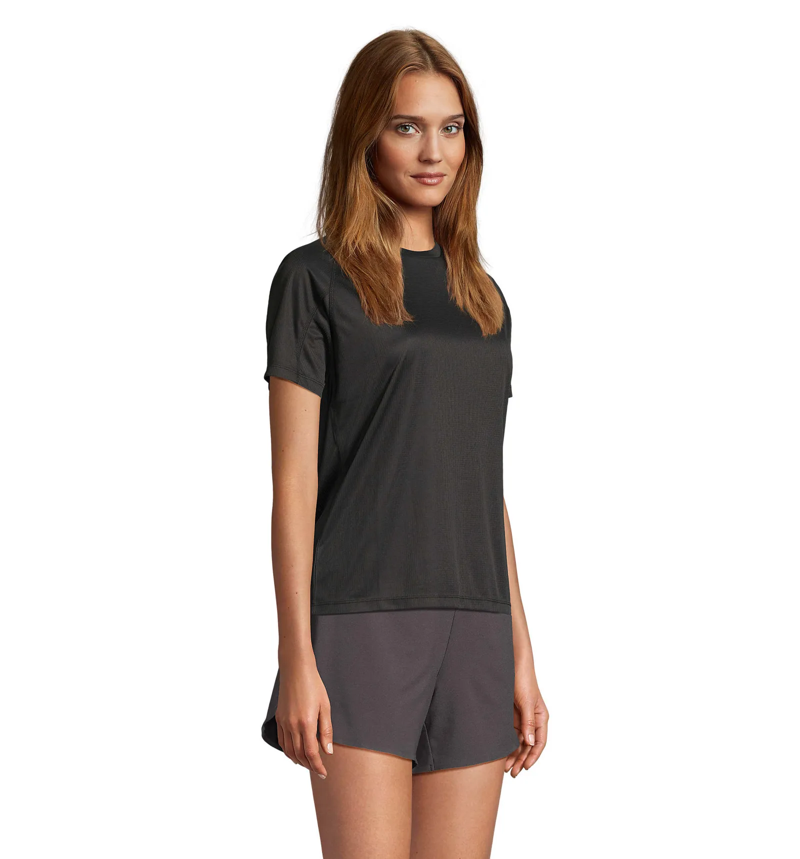 T-shirt tecnica SOL'S Vortex Women, Black, su modello, lato