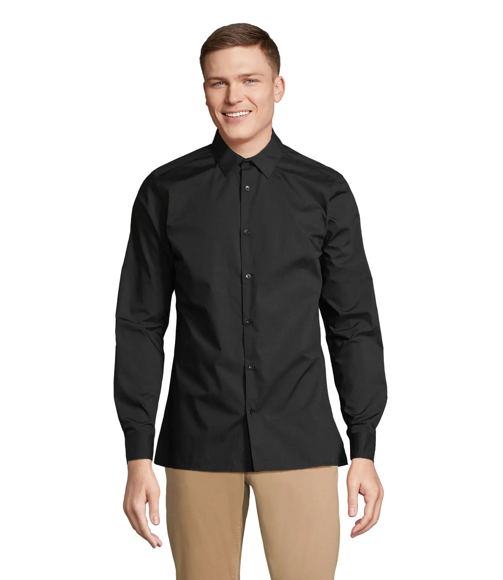 Camicia manica lunga SOL'S Bailey Men, Black, su modello, fronte