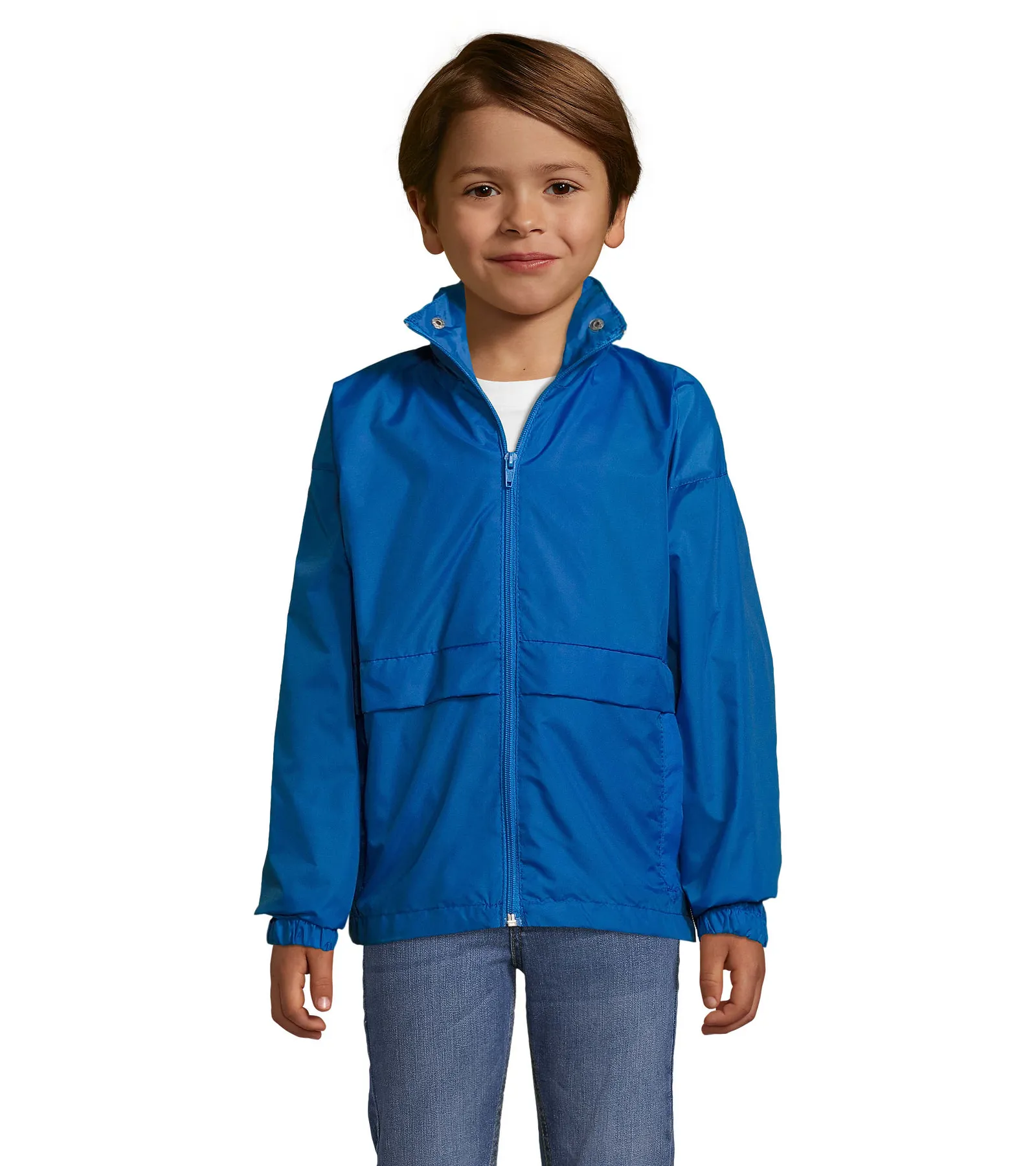 Giacca antivento SOL'S Surf Kids, Royal blue, su modello, fronte