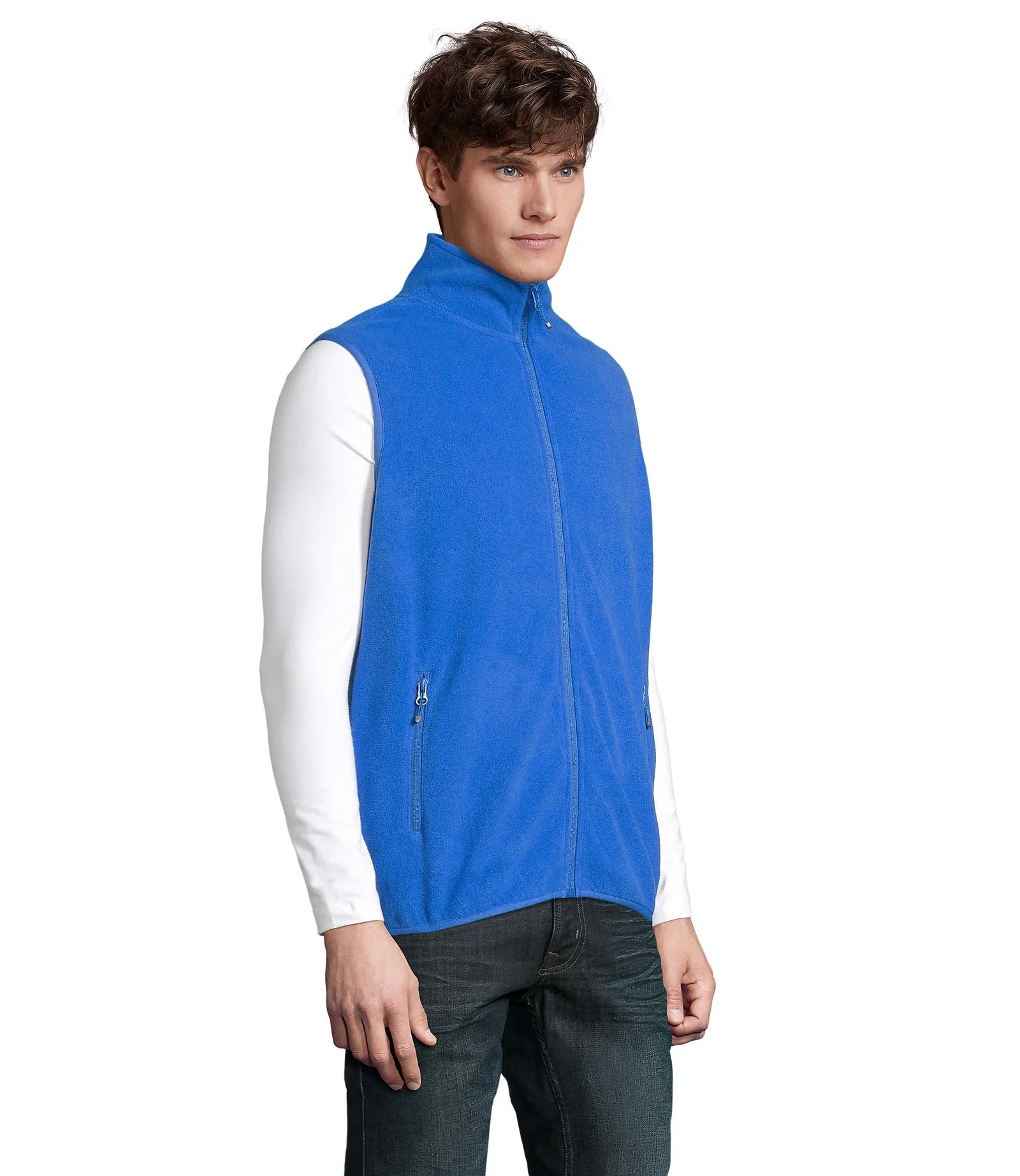 Gilet SOL'S Factor BW, Royal blue, su modello, lato