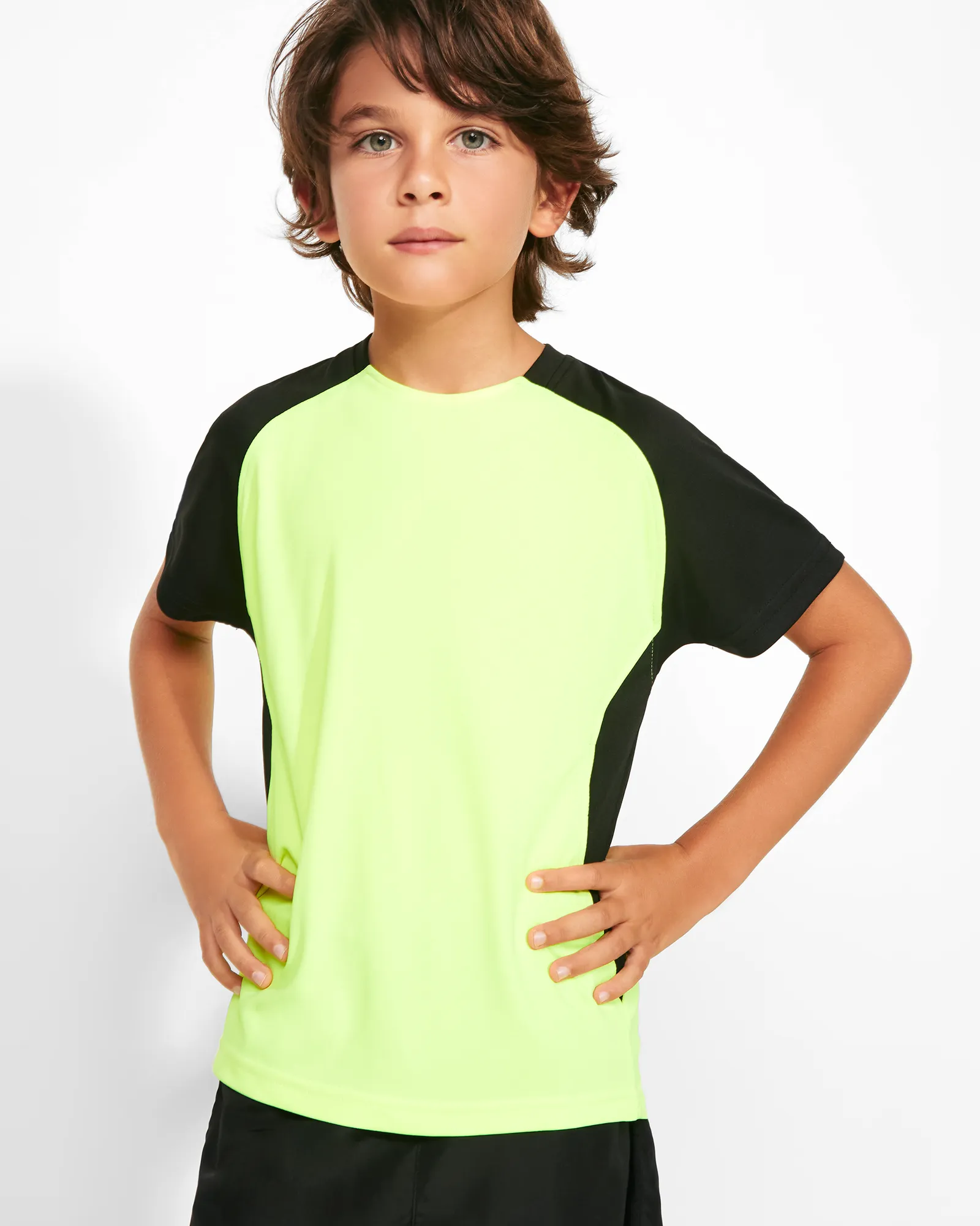 T-shirt tecnica Roly Bugatti, Giallo Fluo/Nero