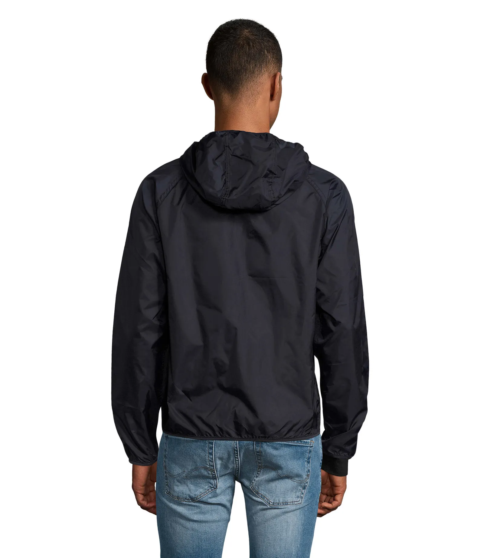 Giacca antivento SOL'S Shore, Navy, su modello, retro