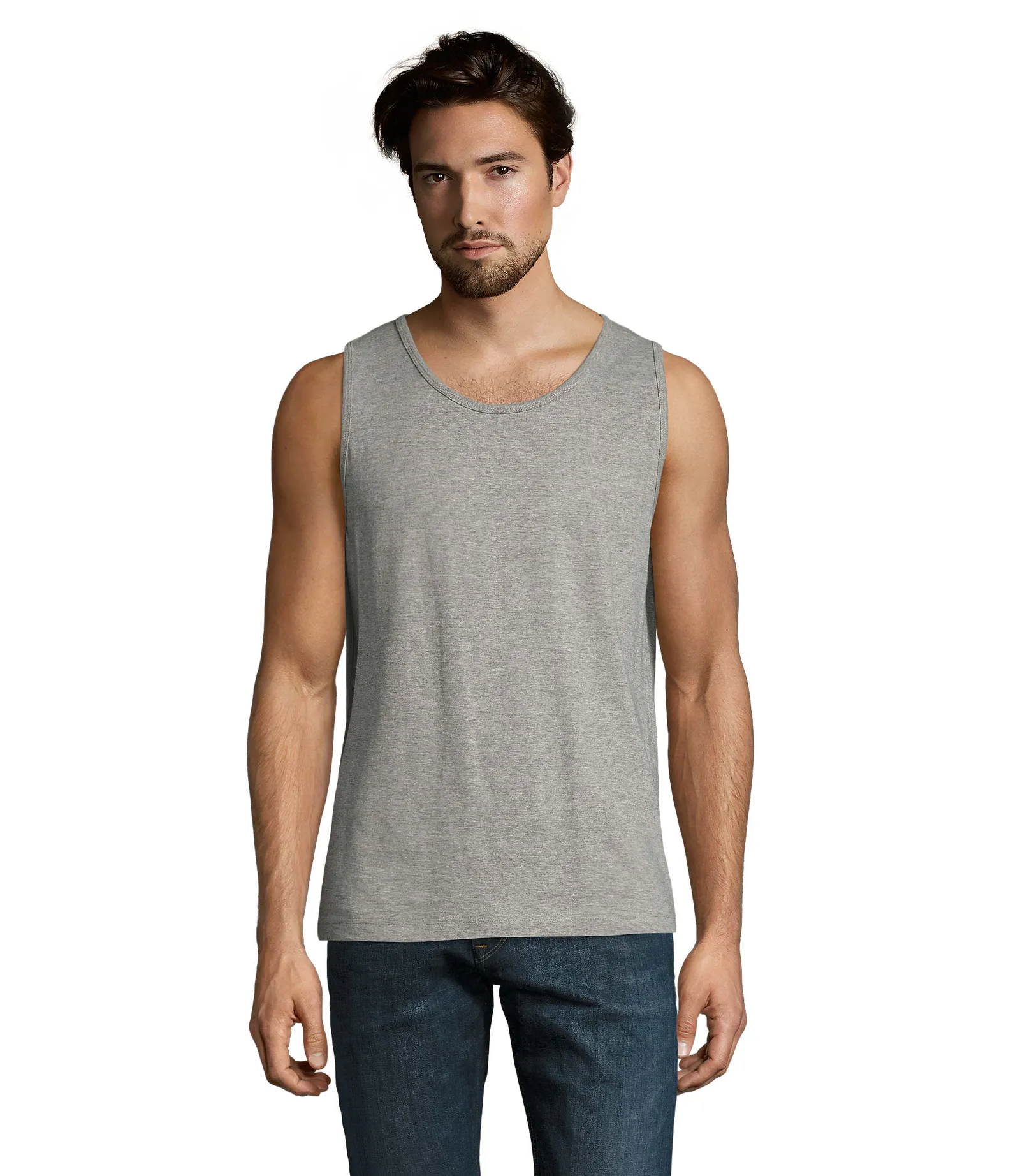 Canotta SOL'S Justin, Grey melange, su modello, fronte