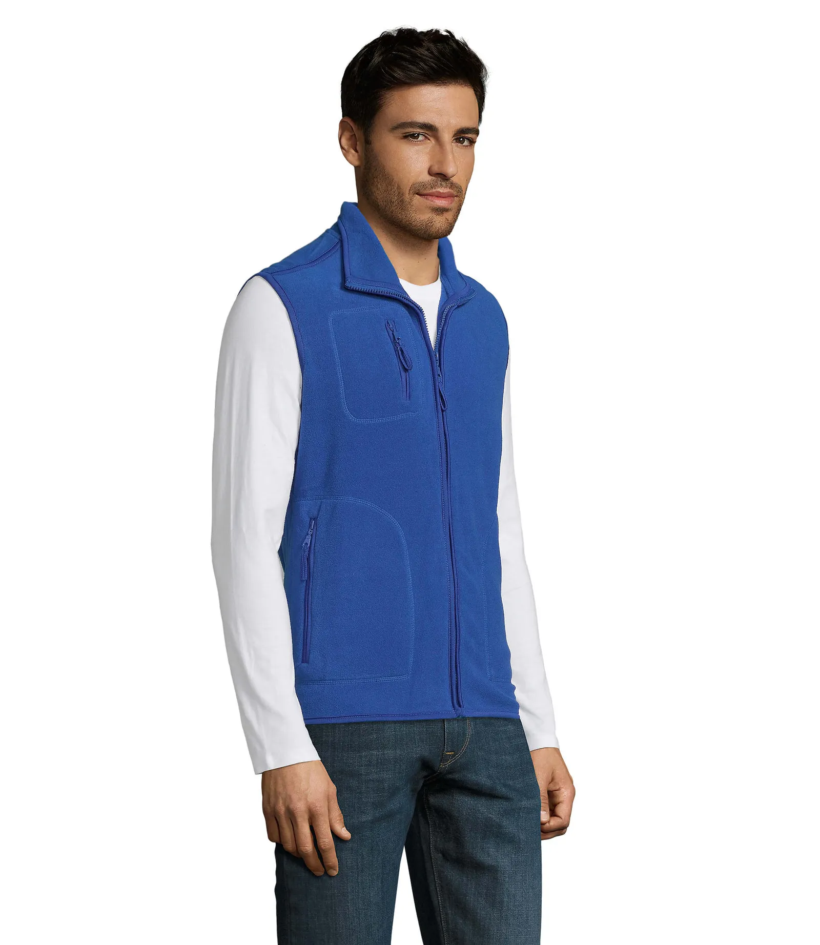 Gilet SOL'S Norway, Royal blue, su modello, lato