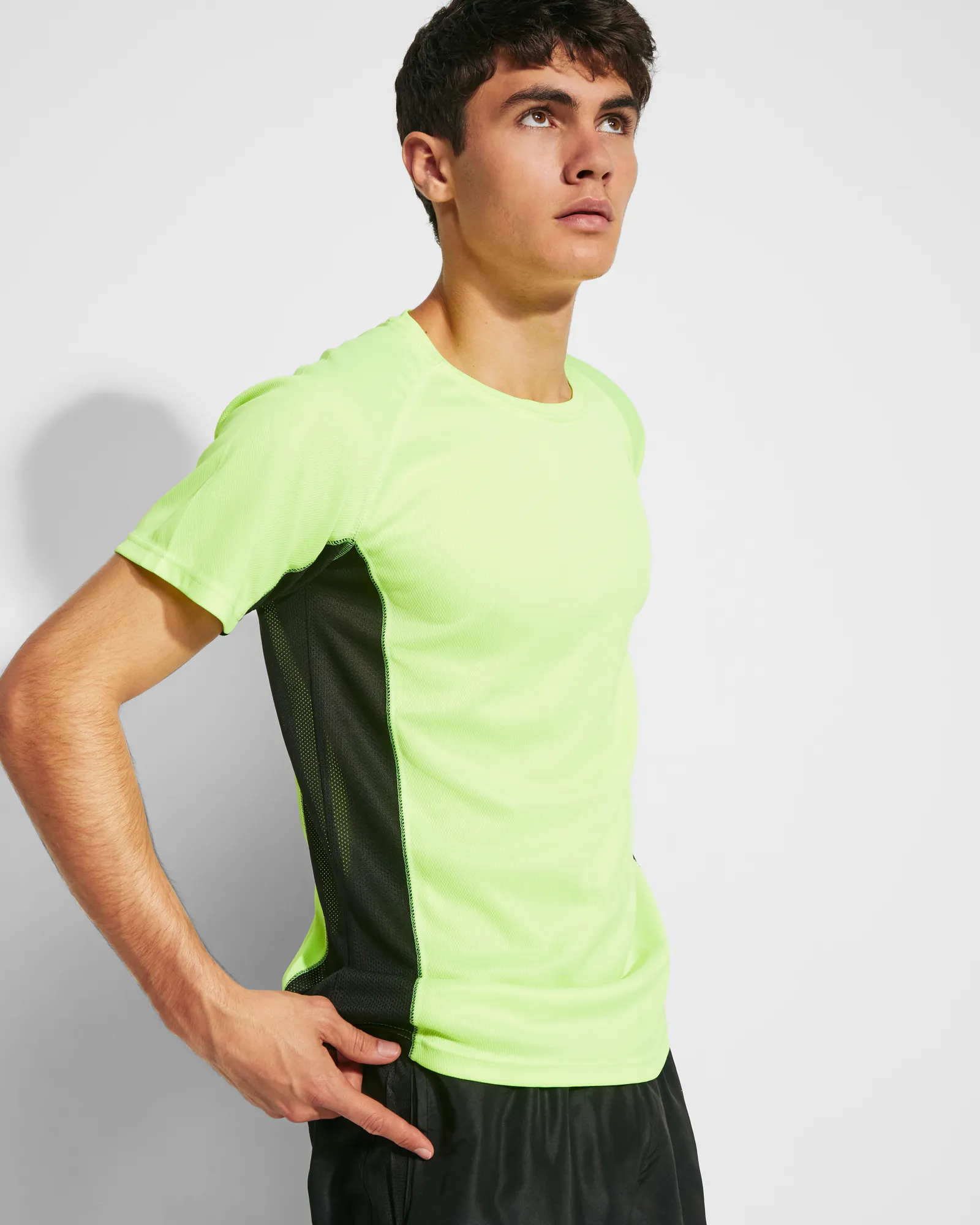 T-shirt tecnica Roly Shanghai, Giallo Fluo/Nero