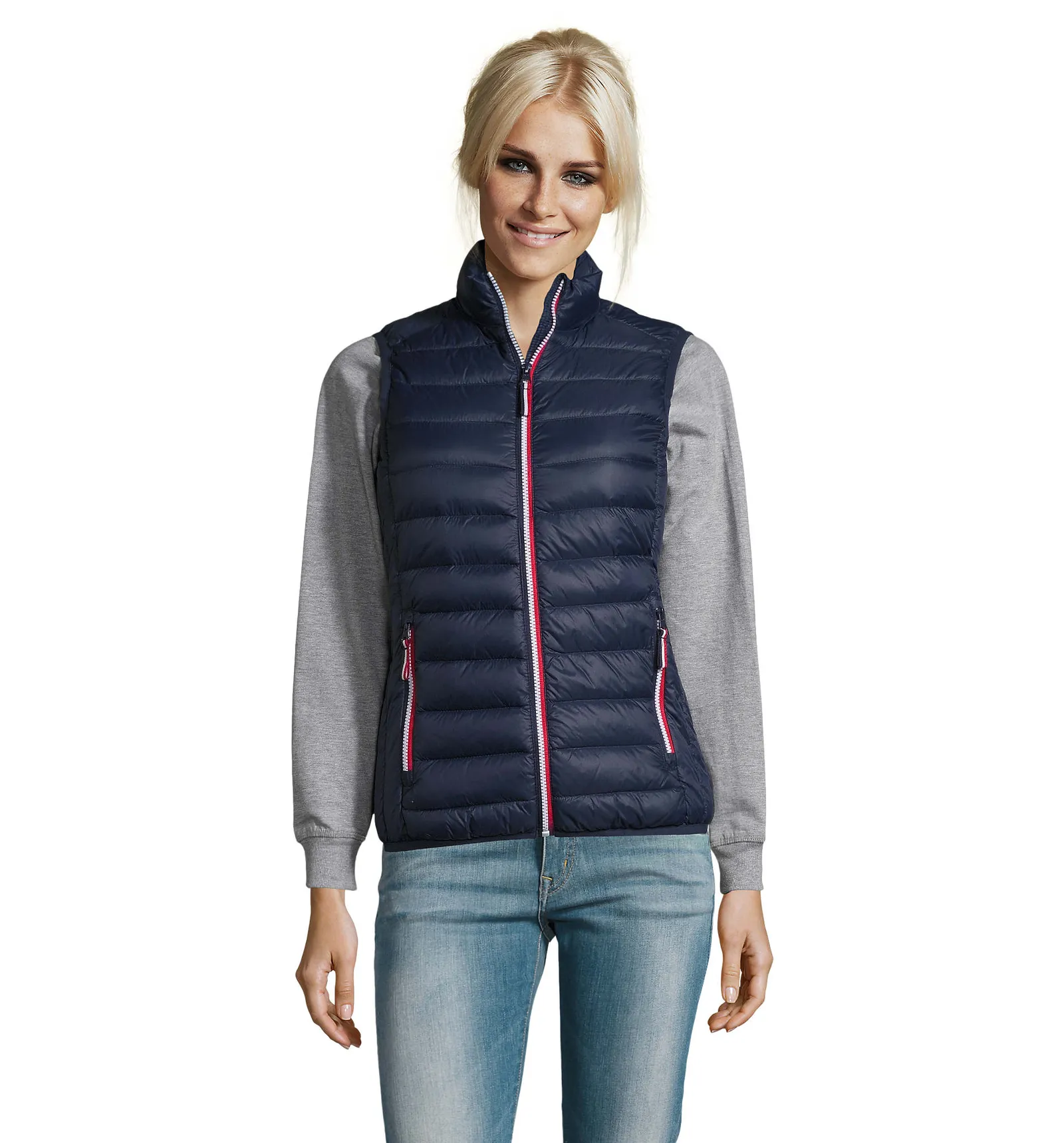 Gilet SOL'S Victoire BW Women, French navy, su modello, fronte