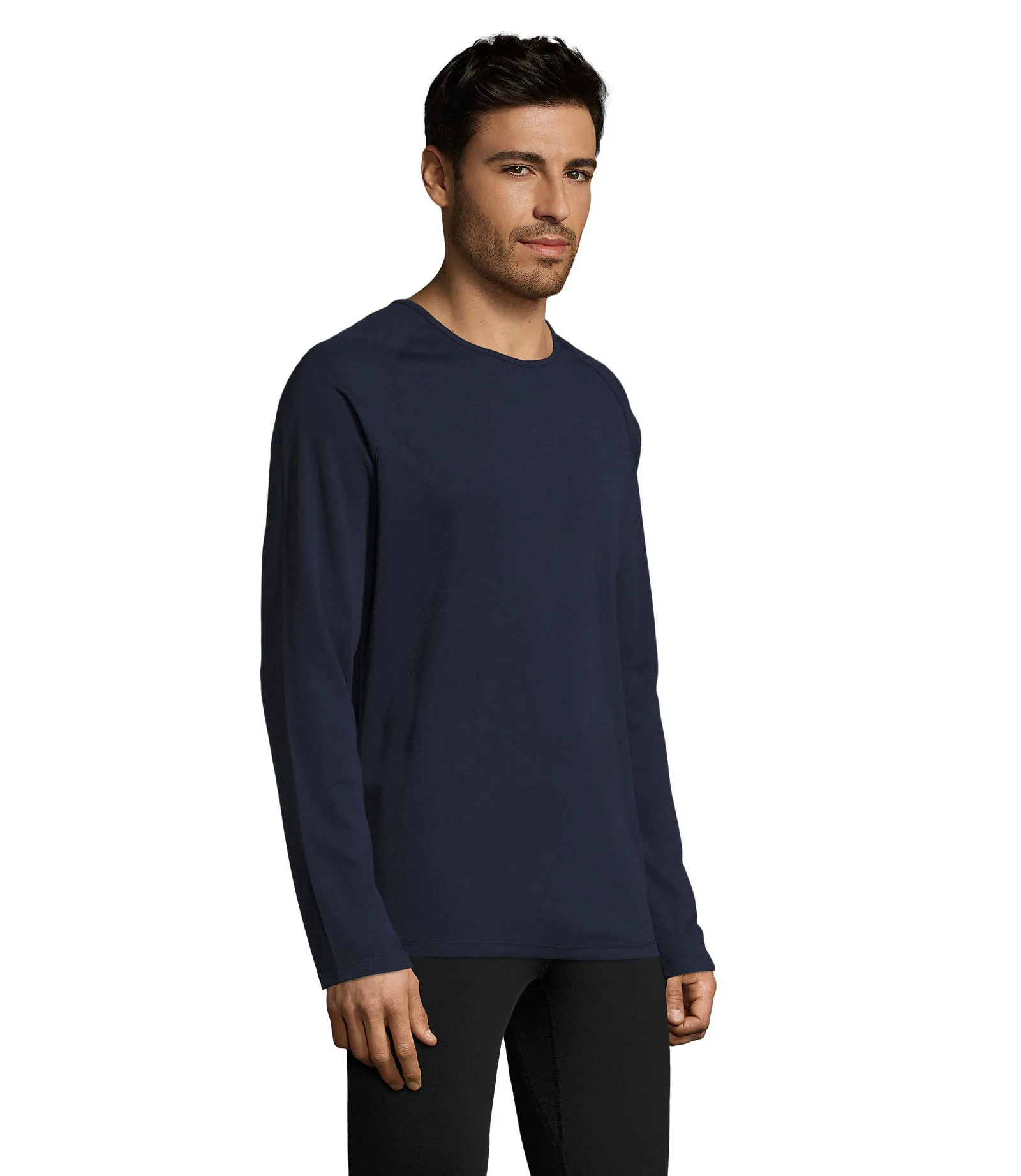 T-shirt tecnica SOL'S Sporty Lsl Men, French navy, su modello, lato