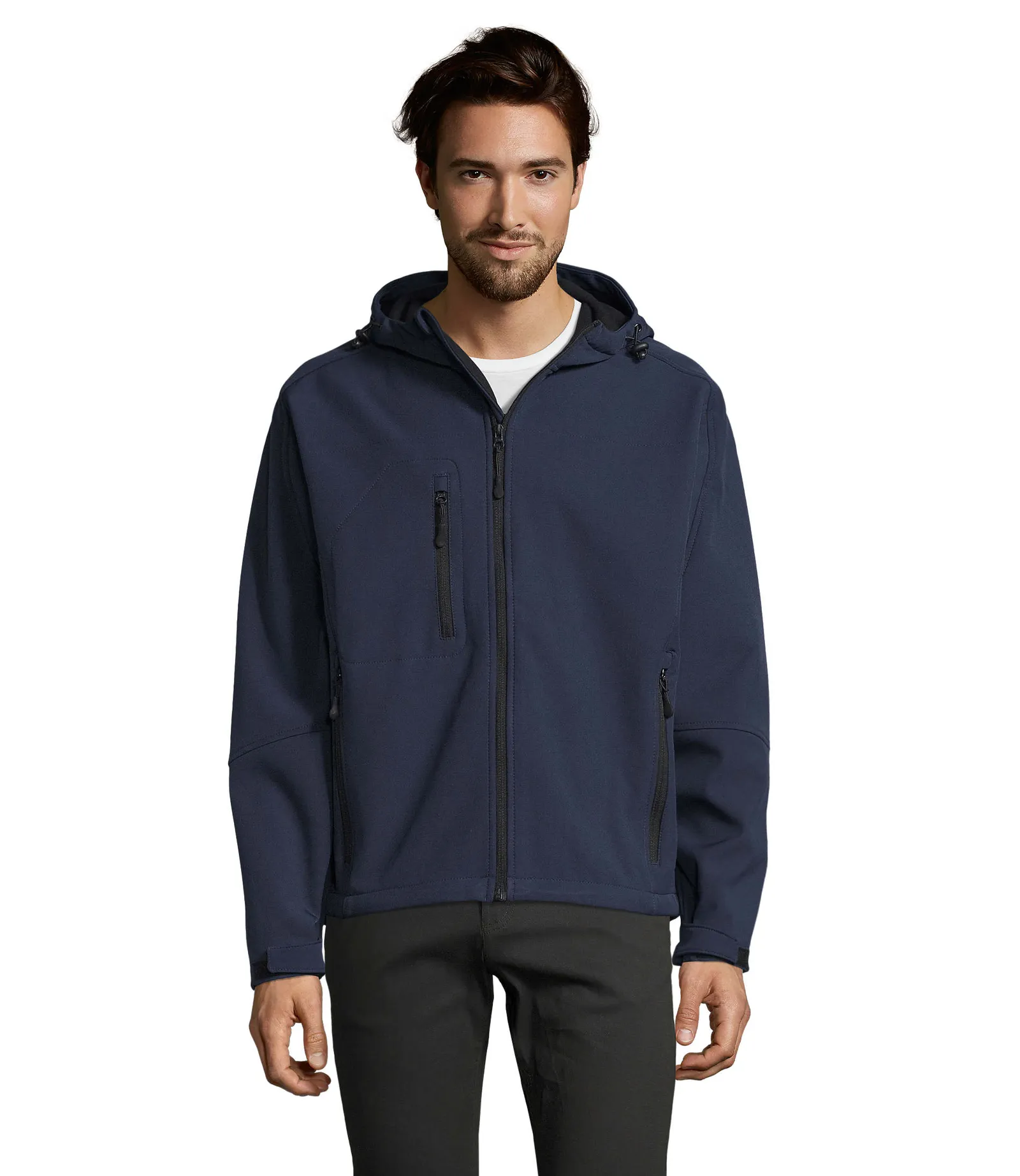 Softshell SOL'S Replay Men, French navy, su modello, fronte