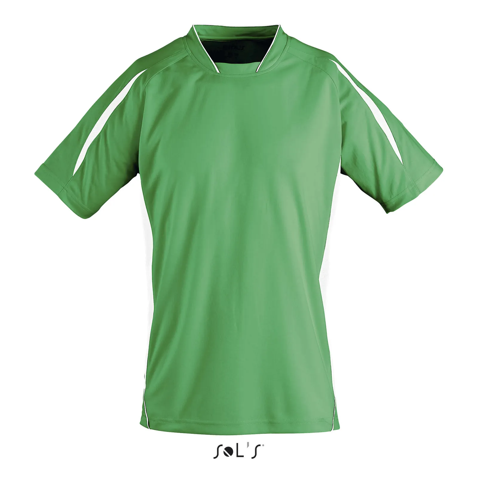 T-shirt tecnica SOL'S Maracana 2 Kids Ssl, Bright green/white, su modello, fronte