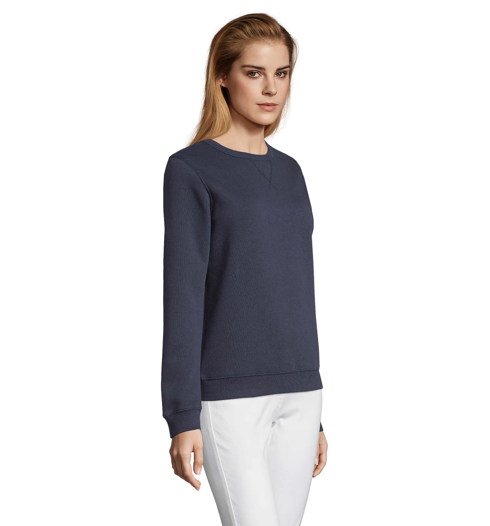 Felpa girocollo SOL'S Sully Women, French navy, su modello, lato