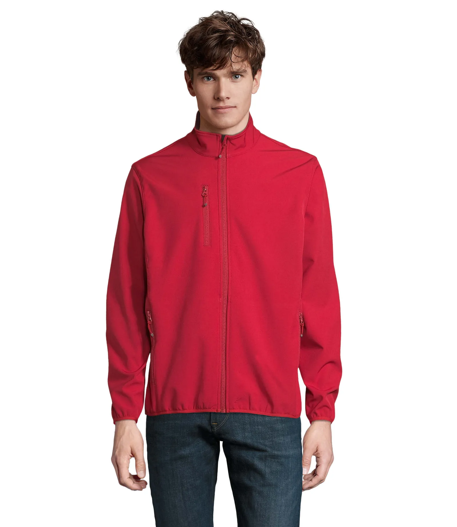 Softshell SOL'S Falcon Men, Pepper red, su modello, fronte