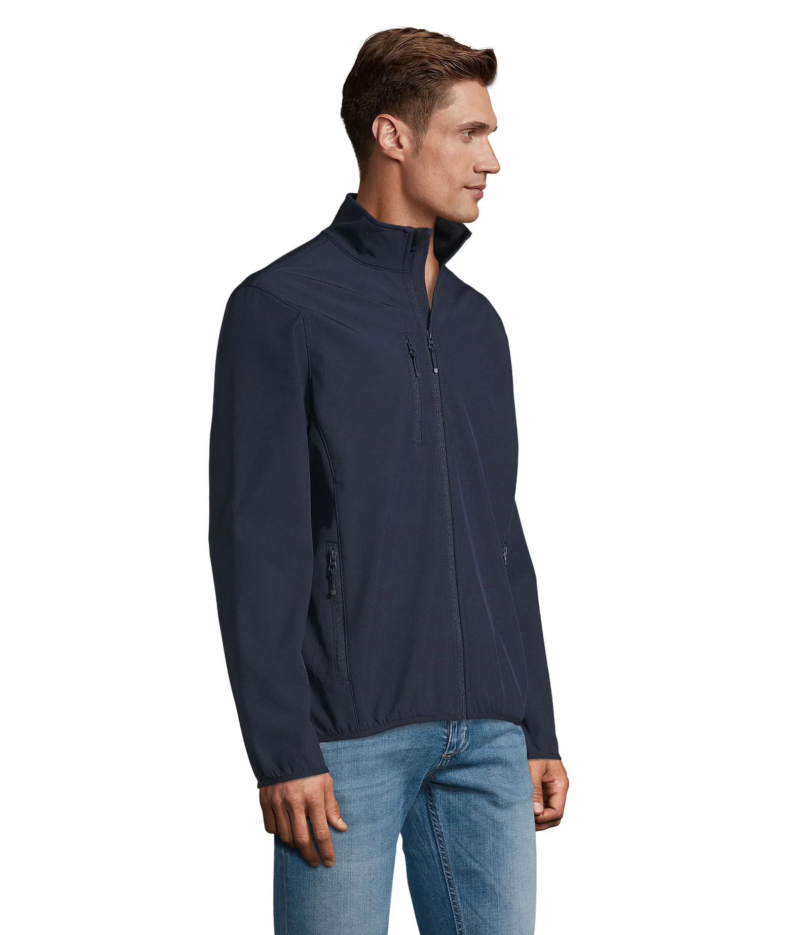 Softshell SOL'S Radian Men, Abyss blue, su modello, lato