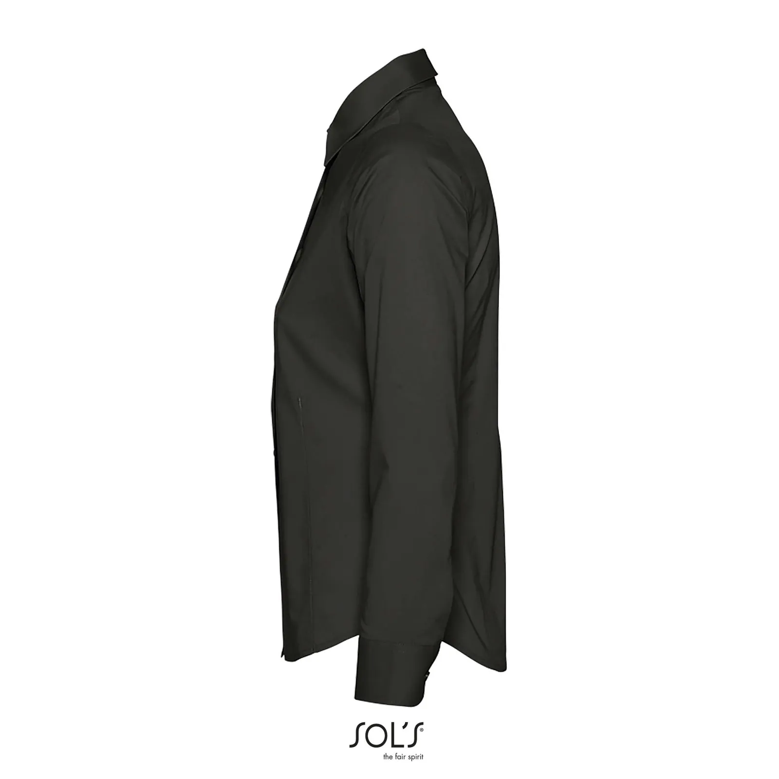 Camicia manica lunga SOL'S Eden, Black, su modello, lato