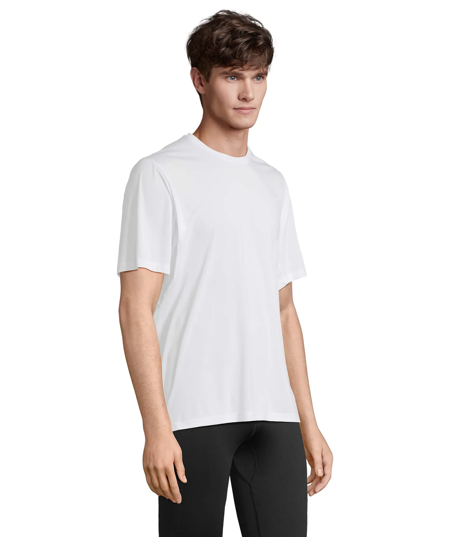 T-shirt tecnica SOL'S Storm, White, su modello, lato