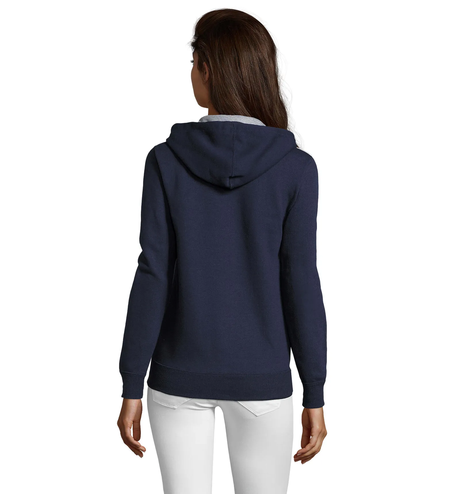 Felpa con zip e cappuccio SOL'S Soul Women, French navy, su modello, retro