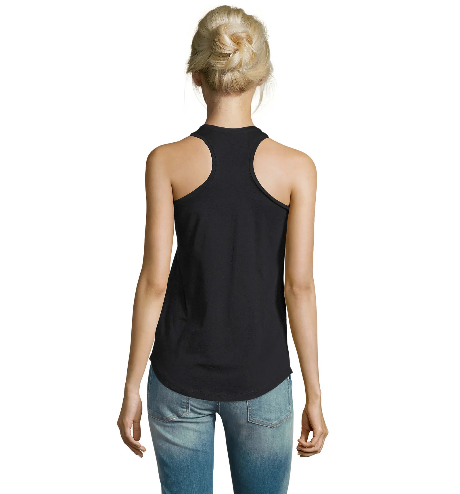 Canotta SOL'S Moka, Deep black, su modello, retro