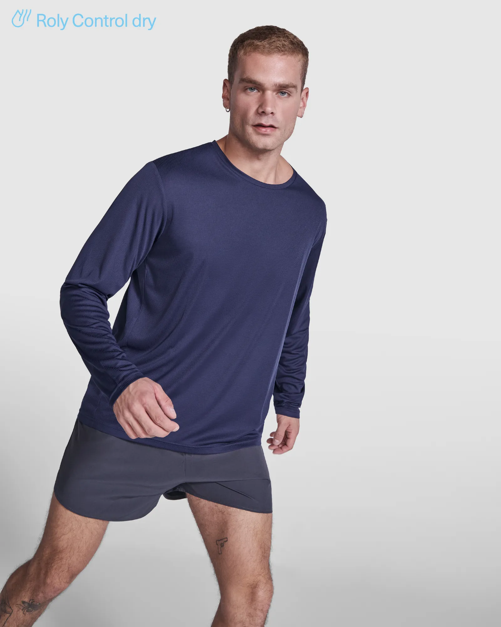 T-shirt tecnica Roly Estoril L/S, Blu Navy