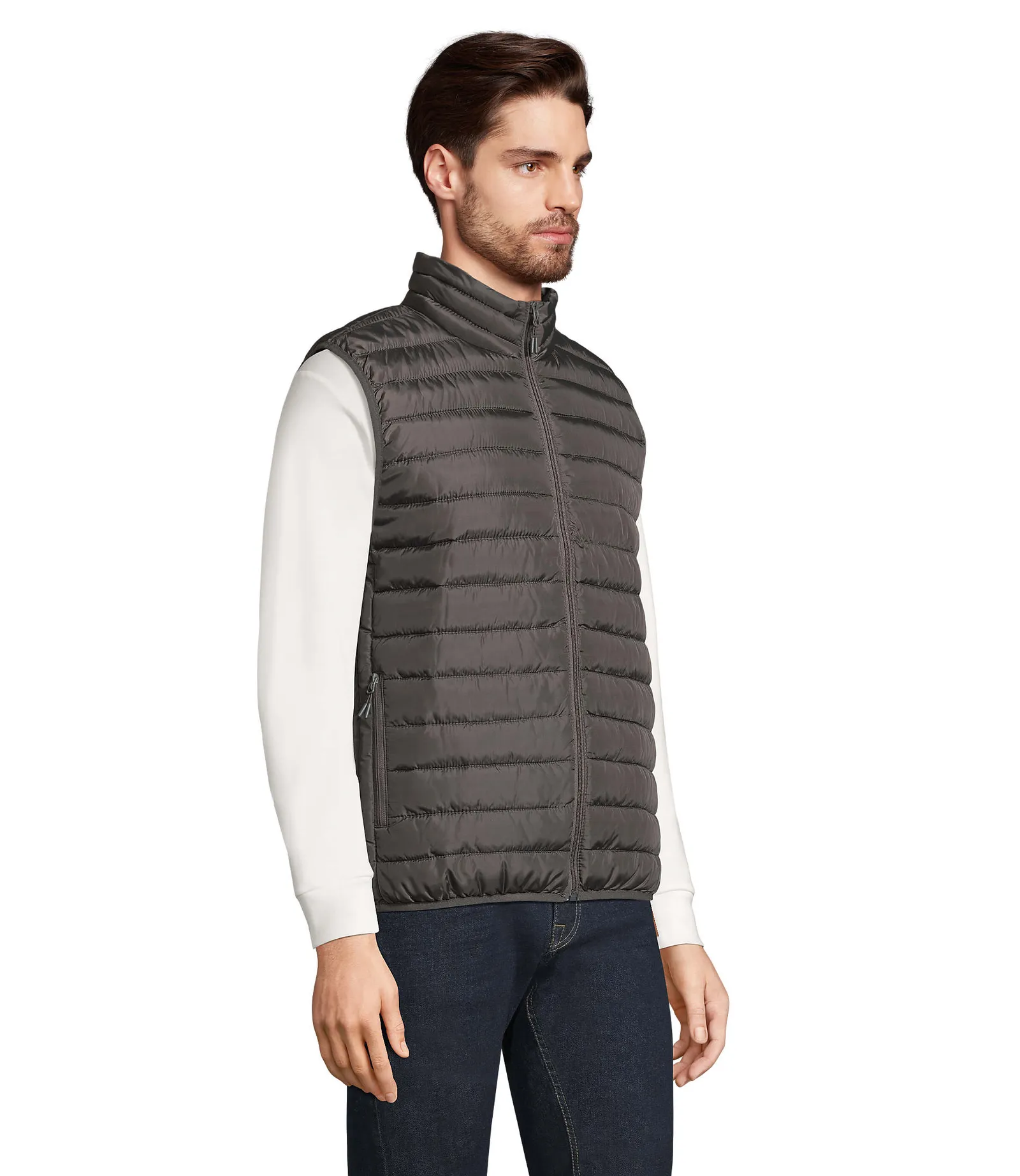 Gilet SOL'S Stream BW Men, Charcoal grey, su modello, lato