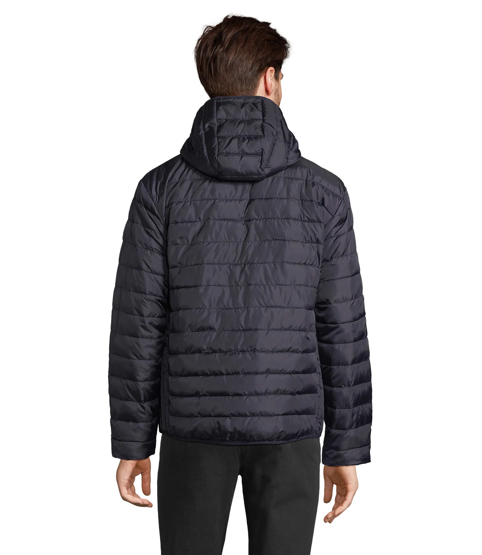 Giubbotto SOL'S Stream Hooded Men, French navy, su modello, retro
