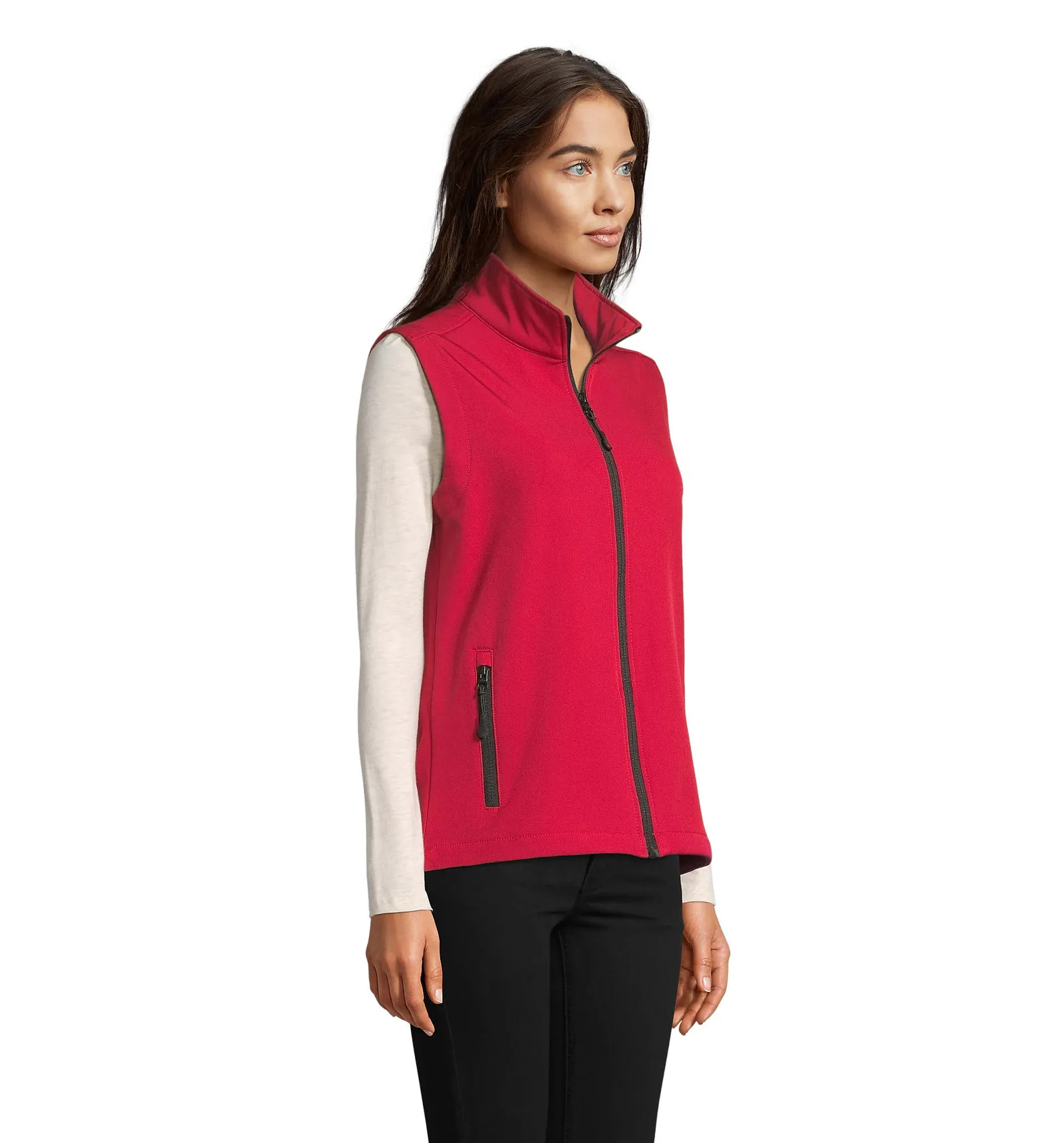 Gilet SOL'S Race BW Women, Pepper red, su modello, lato