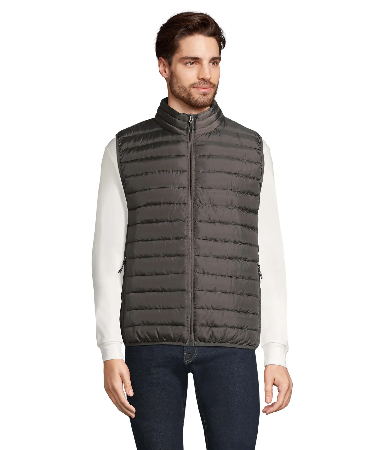 Gilet SOL'S Stream BW Men, Charcoal grey, su modello, fronte