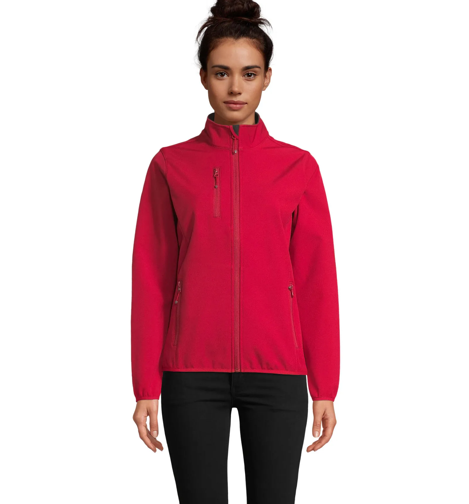 Softshell SOL'S Falcon Women, Pepper red, su modello, fronte
