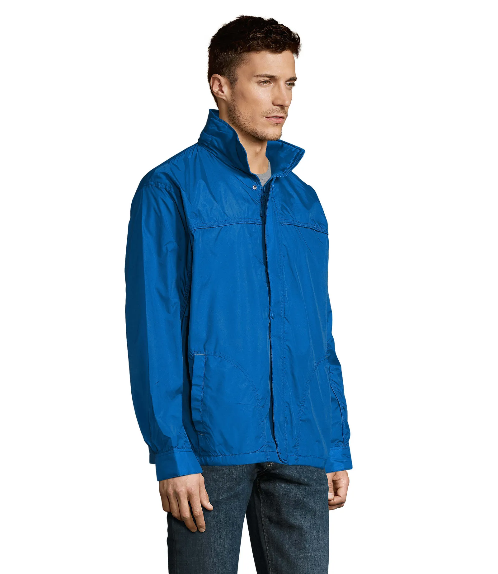 Giacca antivento SOL'S Mistral, Royal blue, su modello, lato
